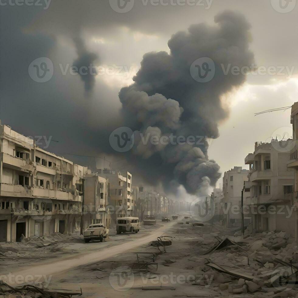 AI generated Very violent aerial bombardment in GAZA Palestine by ai generated photo