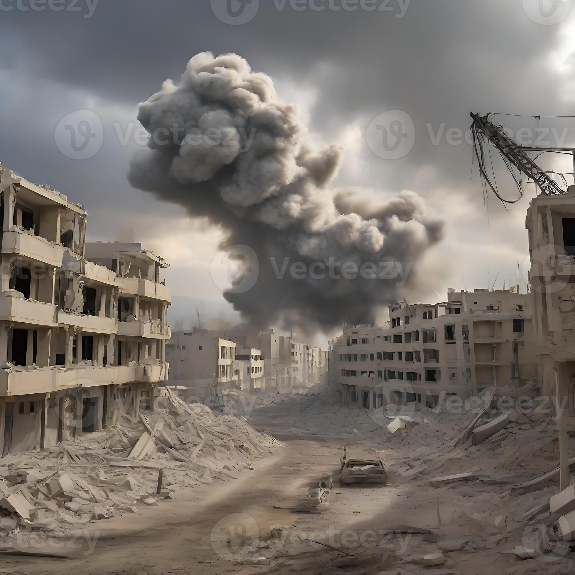 AI generated Very violent aerial bombardment in GAZA Palestine by ai