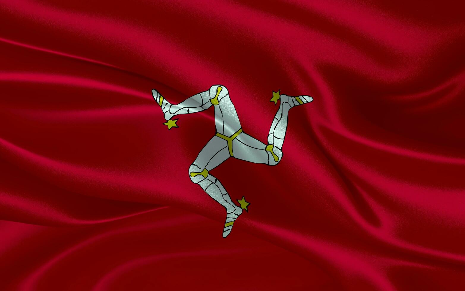 3d waving realistic silk national flag of Isle of Man. Happy national day Isle of Man flag background. close up photo