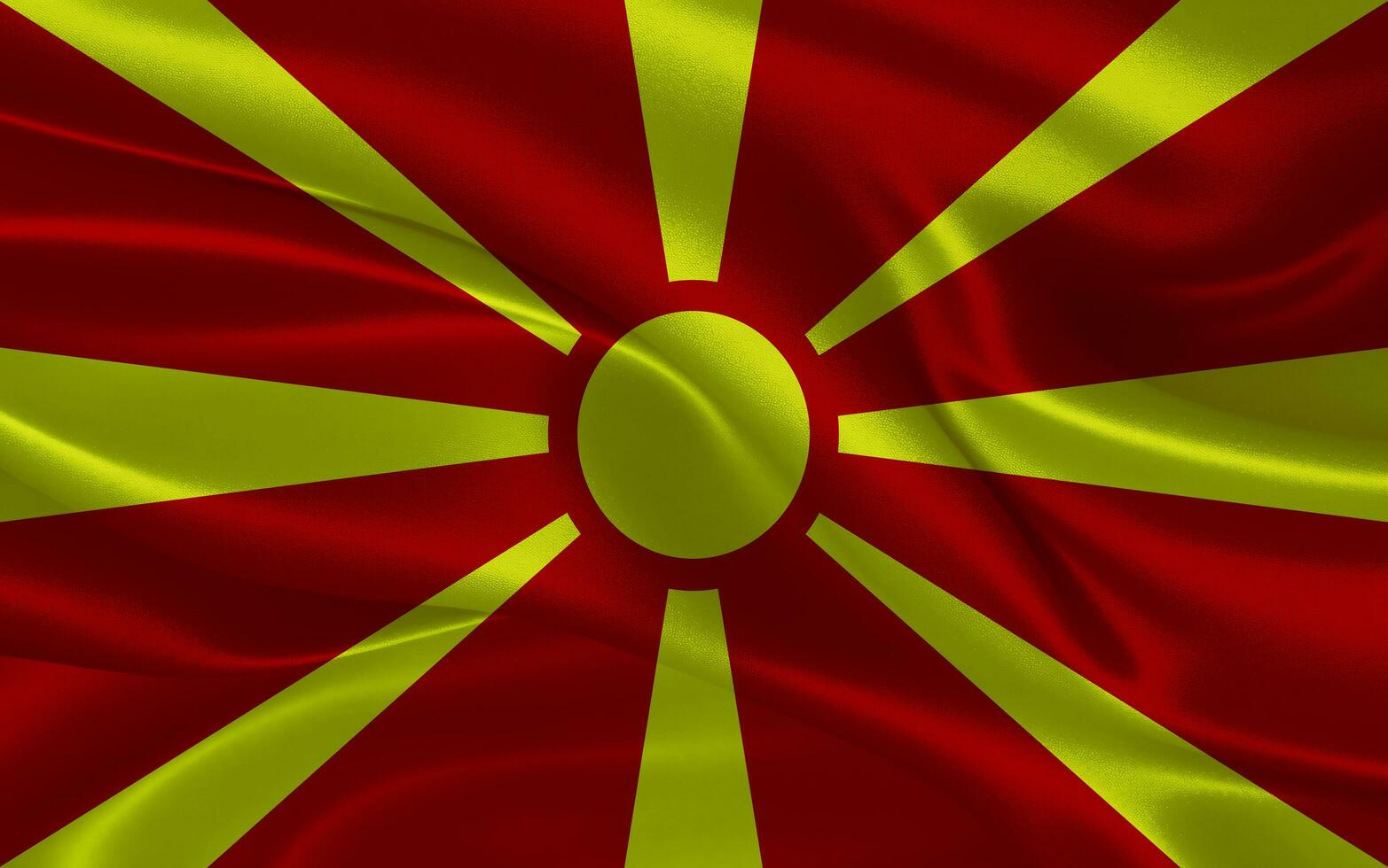 3d waving realistic silk national flag of Macedonia. Happy national day Macedonia flag background. close up photo