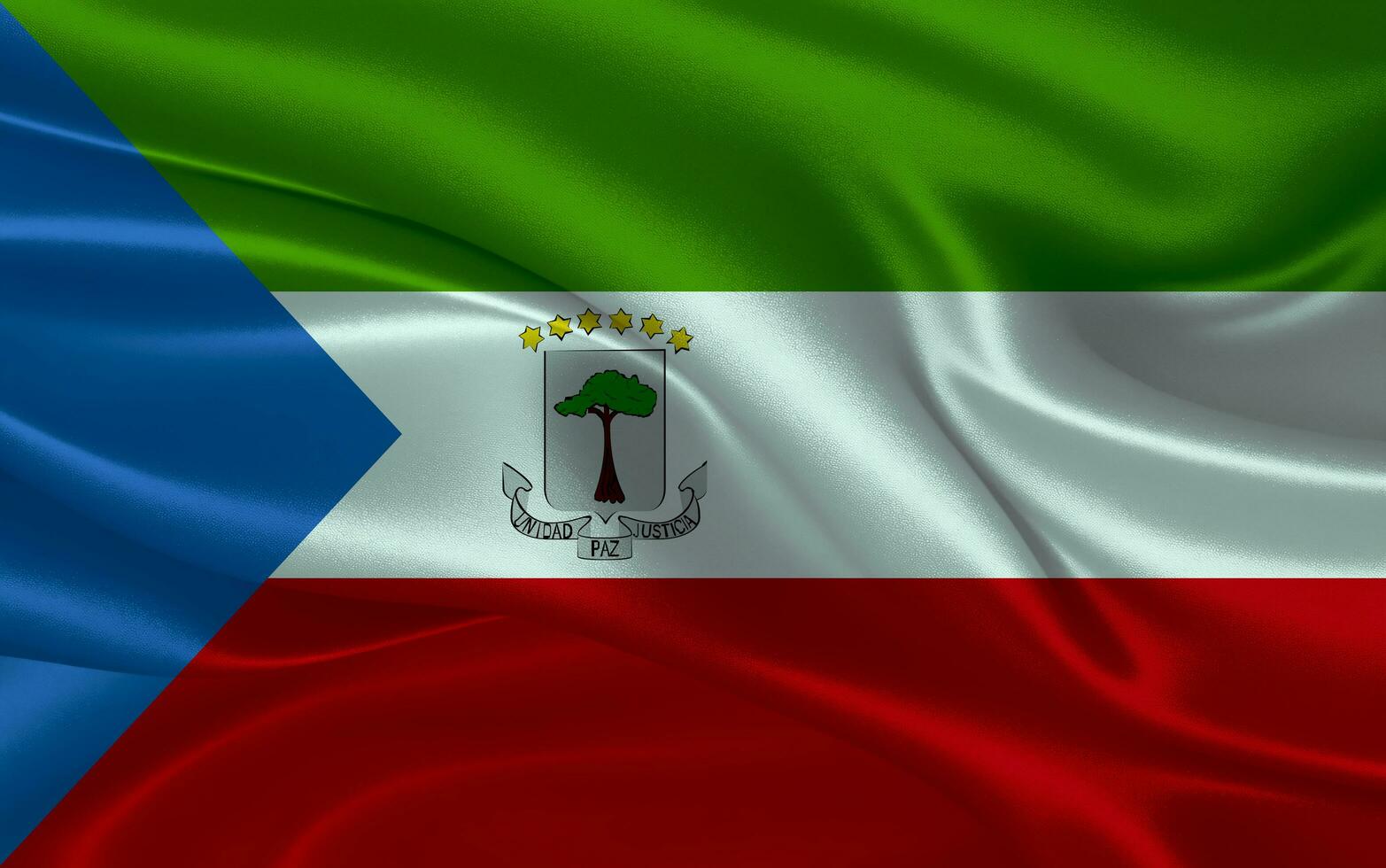 3d ondulación realista seda nacional bandera de ecuatorial Guinea. contento nacional día ecuatorial Guinea bandera antecedentes. cerca arriba foto