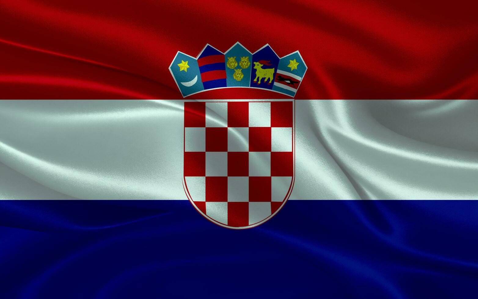 3d waving realistic silk national flag of Croatia. Happy national day Croatia flag background. close up photo