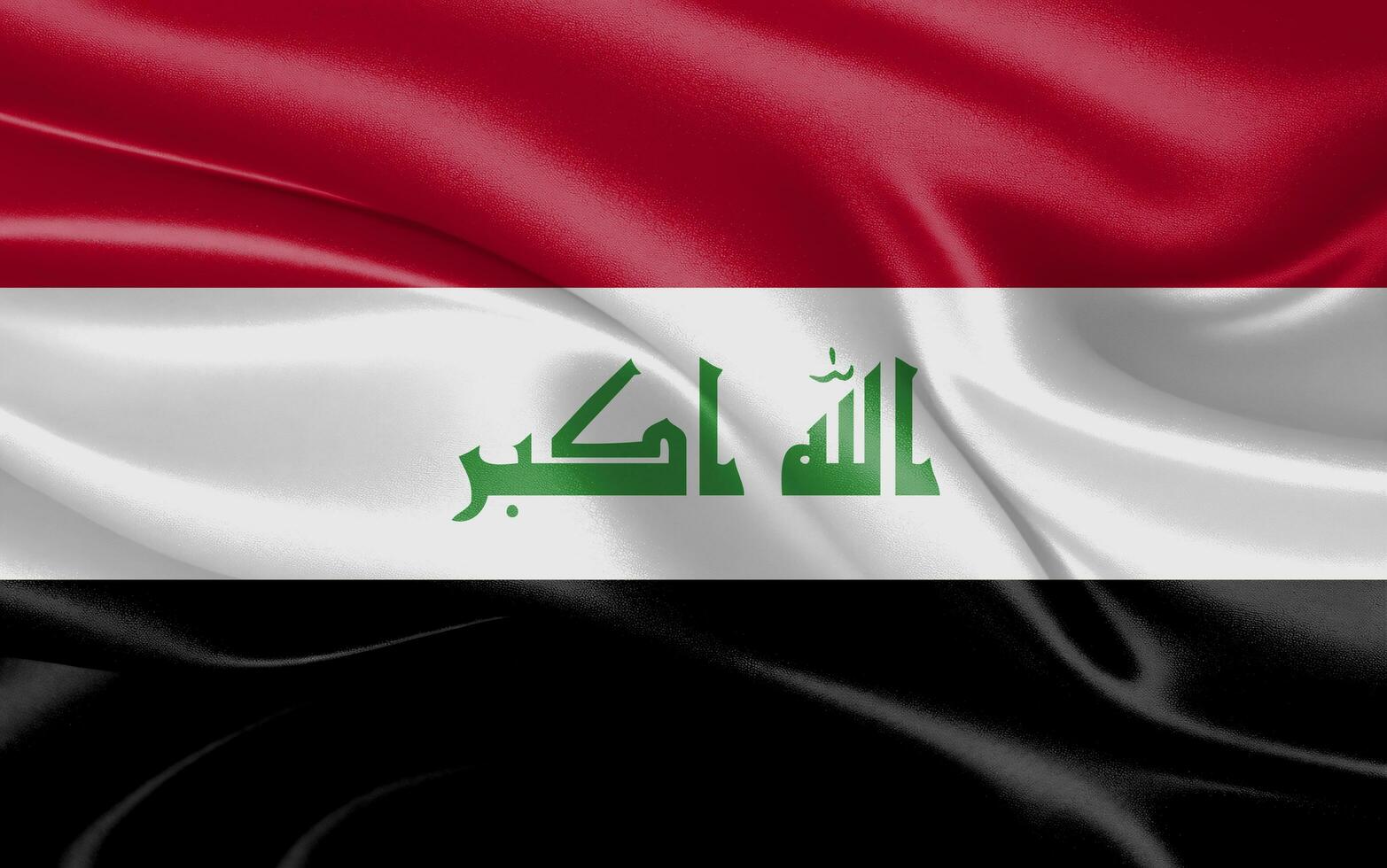 3d waving realistic silk national flag of Iraq. Happy national day Iraq flag background. close up photo