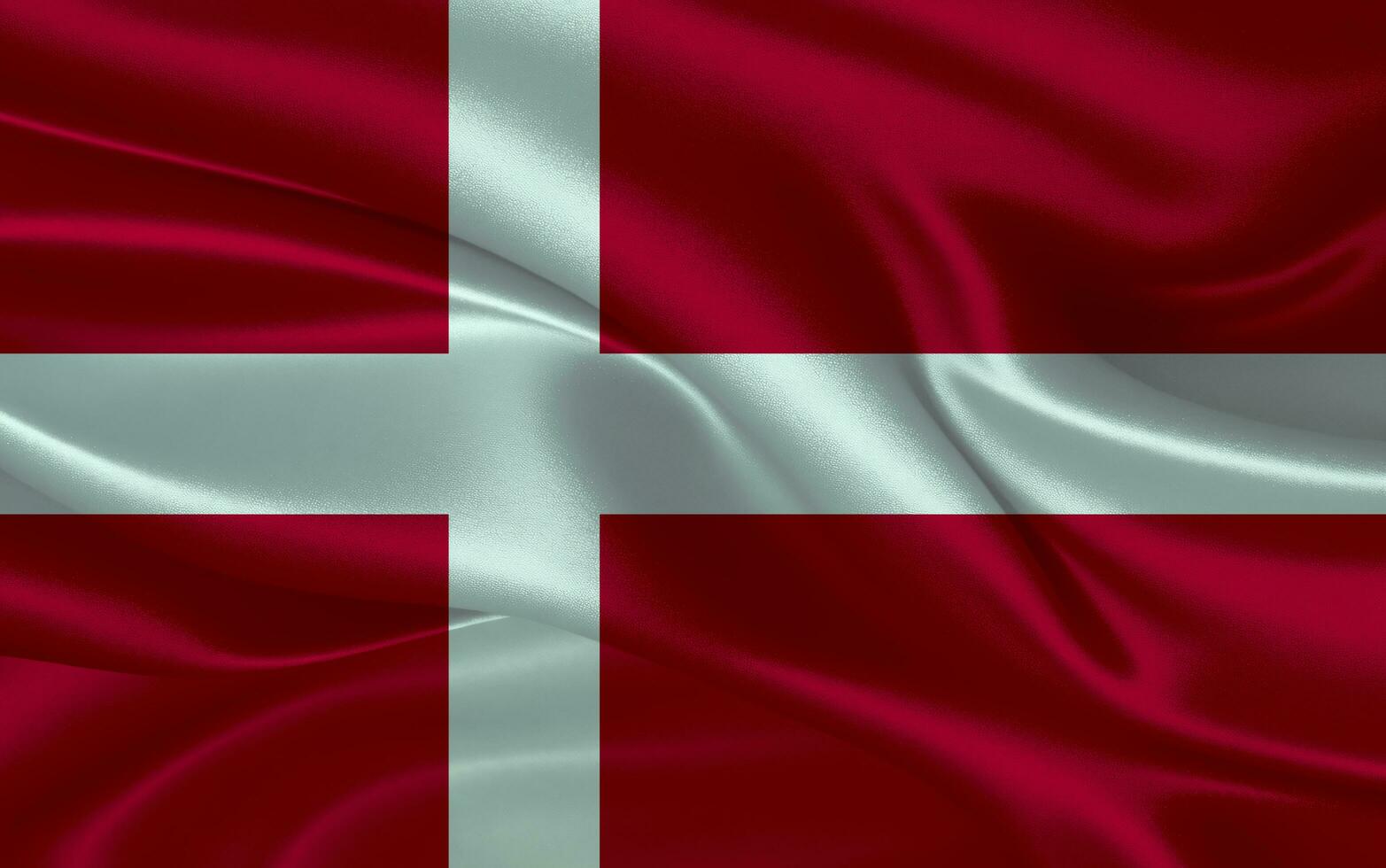 3d waving realistic silk national flag of Denmark. Happy national day Denmark flag background. close up photo