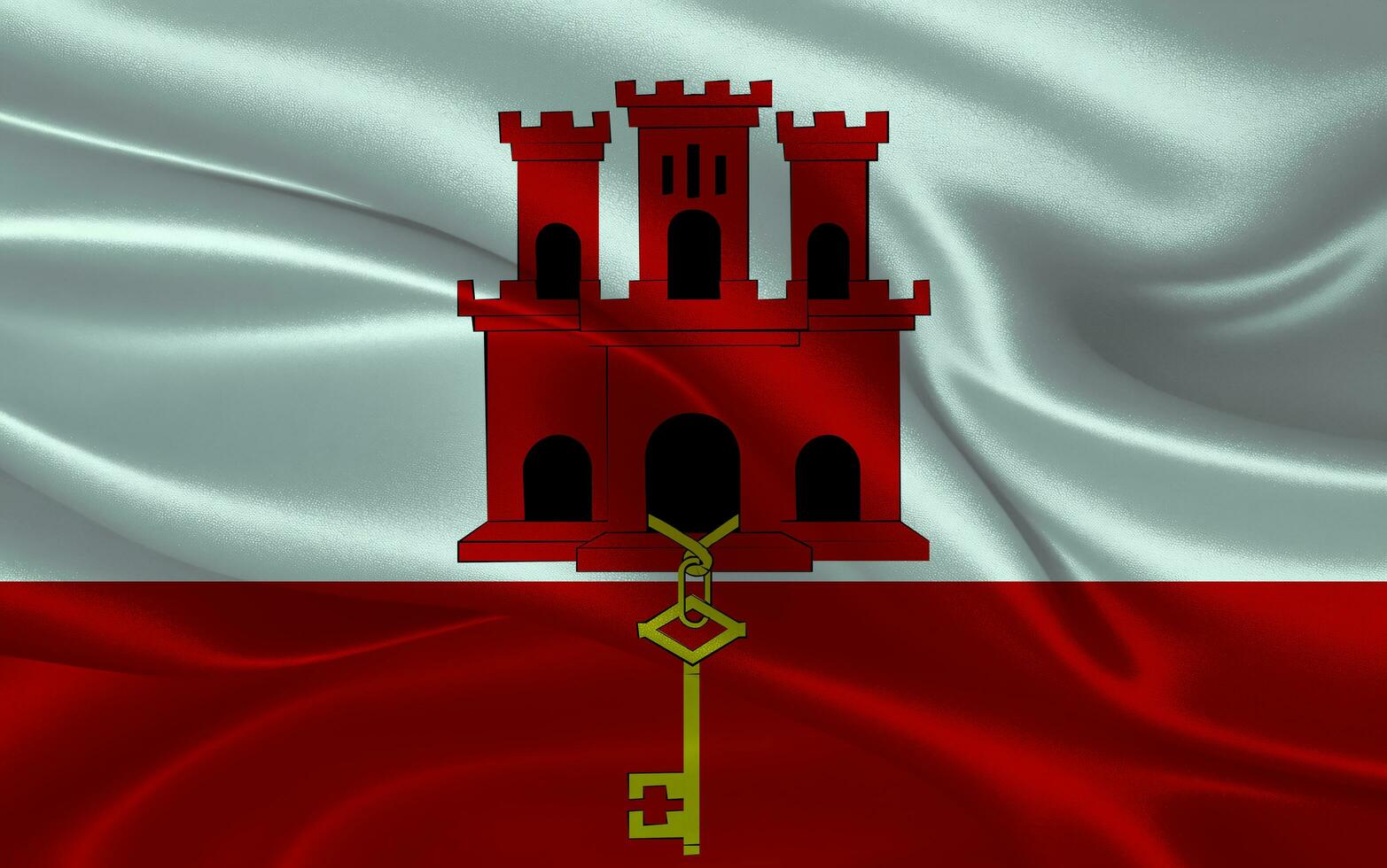 3d waving realistic silk national flag of Gibraltar. Happy national day Gibraltar flag background. close up photo