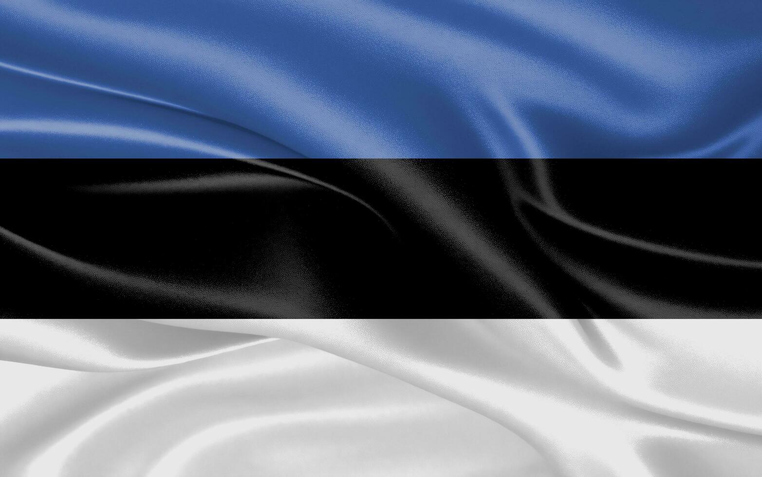 3d waving realistic silk national flag of Estonia. Happy national day Estonia flag background. close up photo