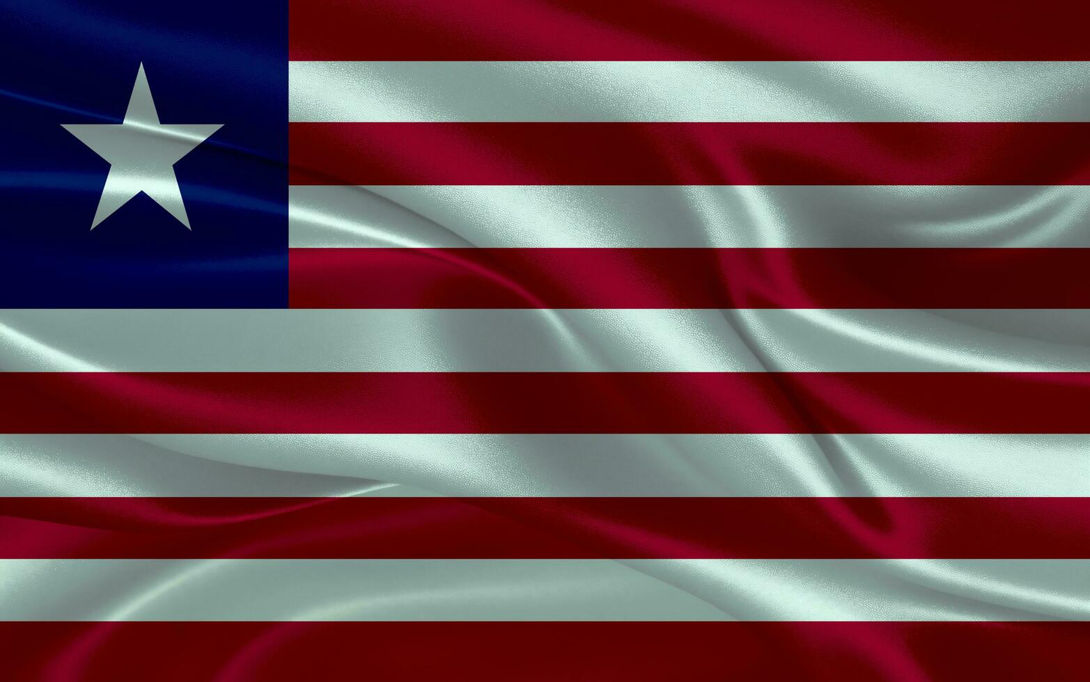 3d waving realistic silk national flag of Liberia. Happy national day Liberia flag background. close up photo