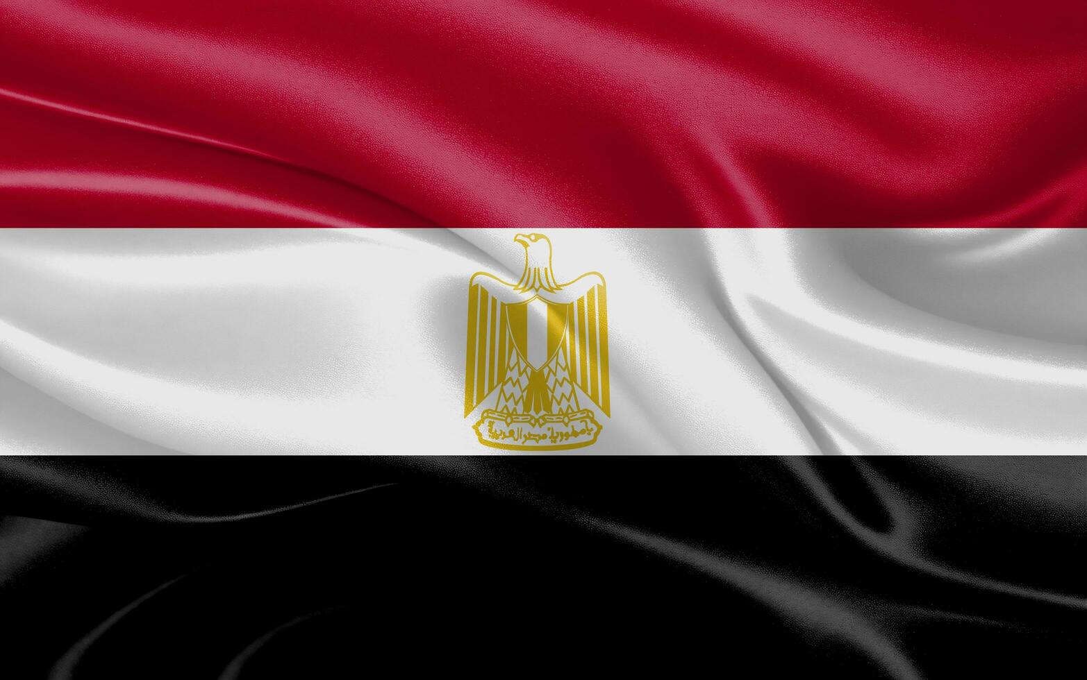 3d waving realistic silk national flag of Egypt. Happy national day Egypt flag background. close up photo