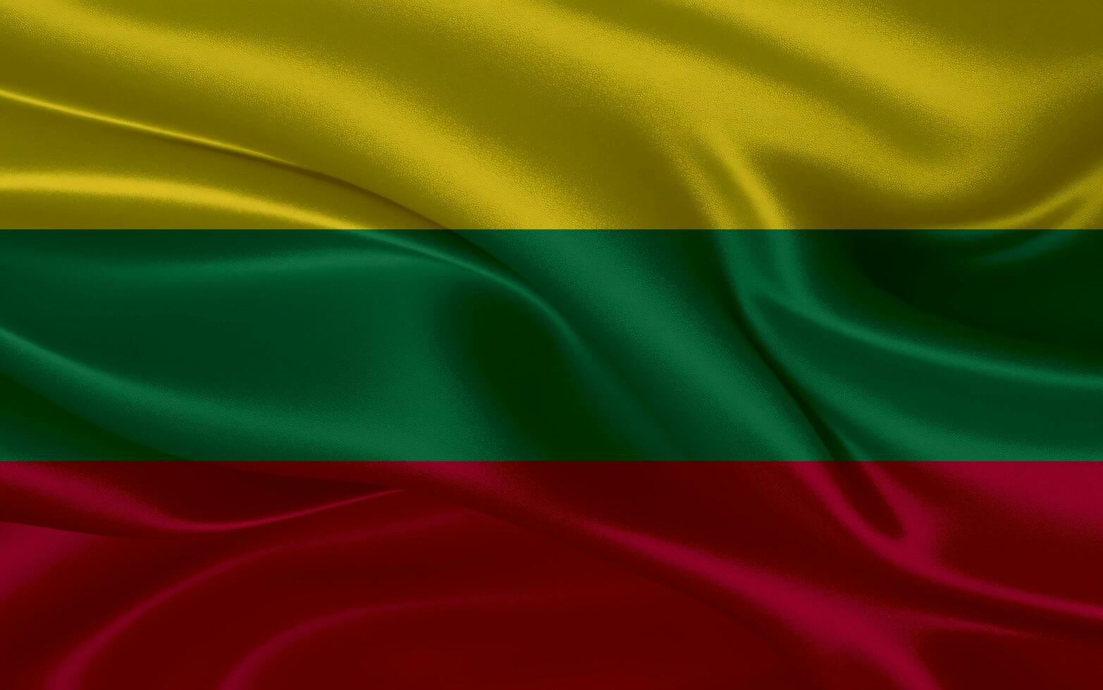 3d waving realistic silk national flag of Lithuania. Happy national day Lithuania flag background. close up photo