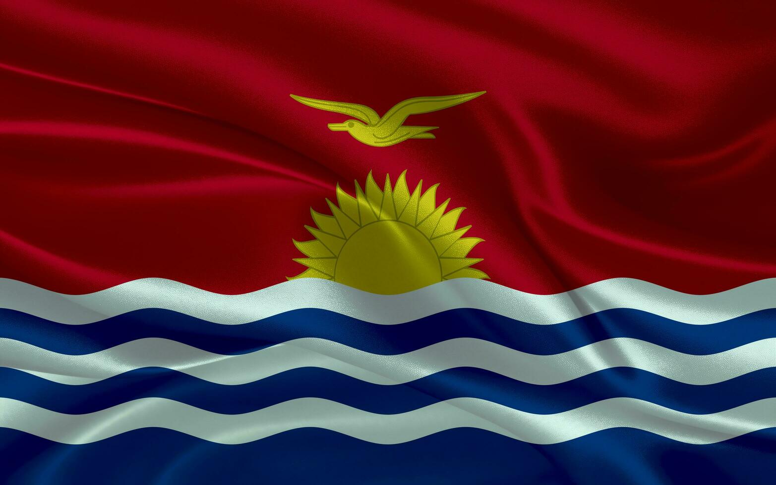 3d waving realistic silk national flag of Kiribati. Happy national day Kiribati flag background. close up photo