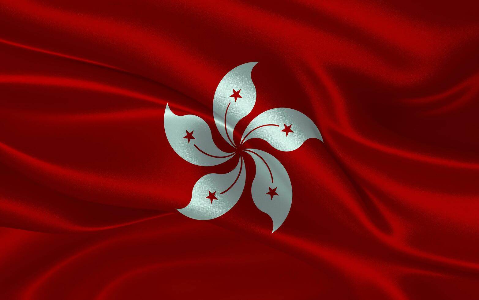 3d waving realistic silk national flag of Hongkong. Happy national day Hongkong flag background. close up photo