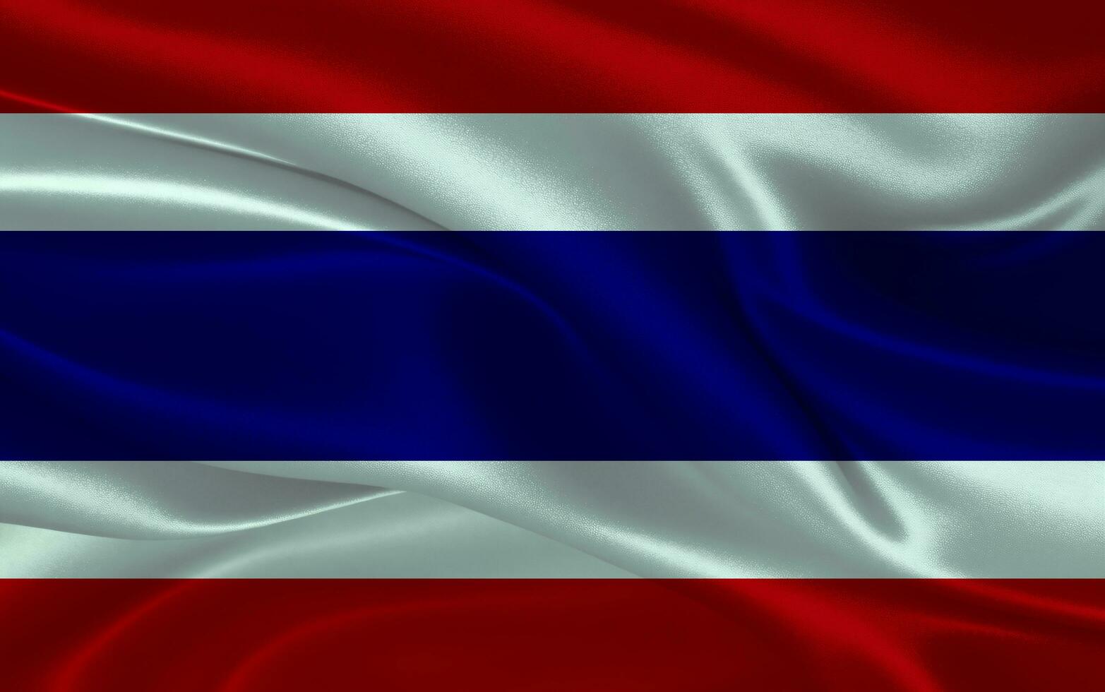 3d waving realistic silk national flag of Thailand. Happy national day Thailand flag background. close up photo