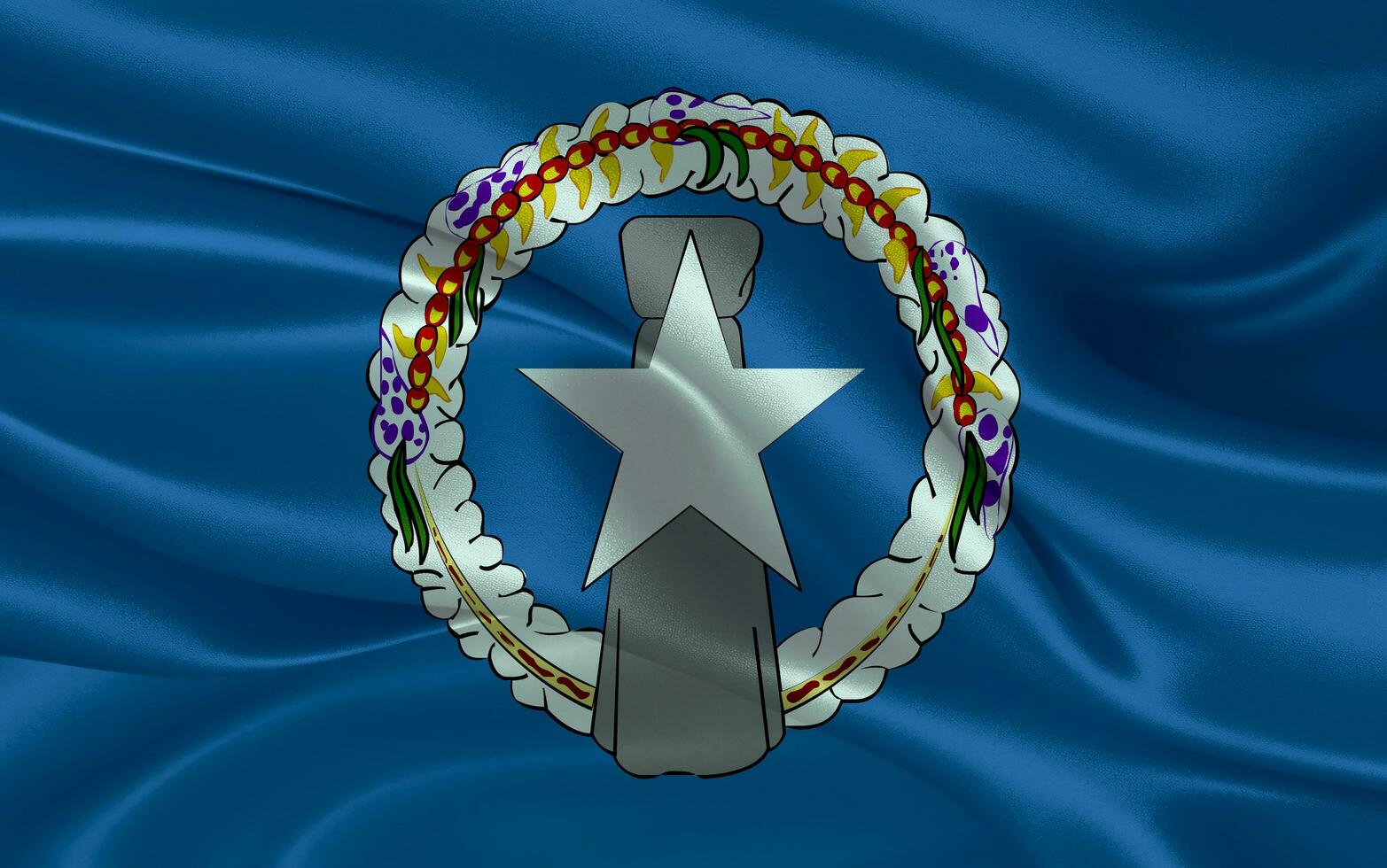 3d waving realistic silk national flag of Nothern Mariana Island. Happy national day Nothern Mariana Island flag background. close up photo