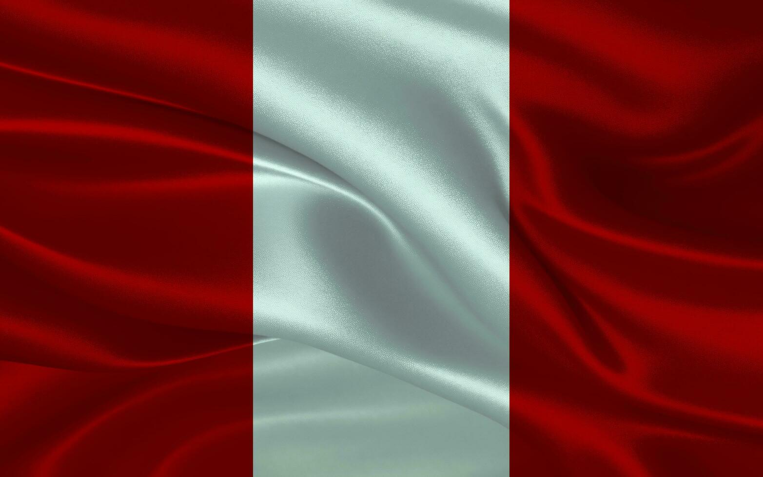 3d waving realistic silk national flag of Peru. Happy national day Peru flag background. close up photo