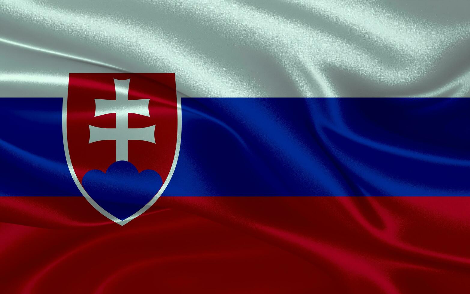 3d waving realistic silk national flag of Slovakia. Happy national day Slovakia flag background. close up photo