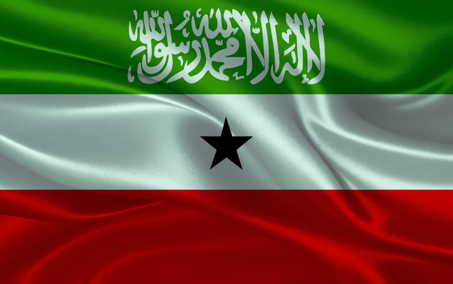 3d waving realistic silk national flag of Somaliland. Happy national day Somaliland flag background. close up photo