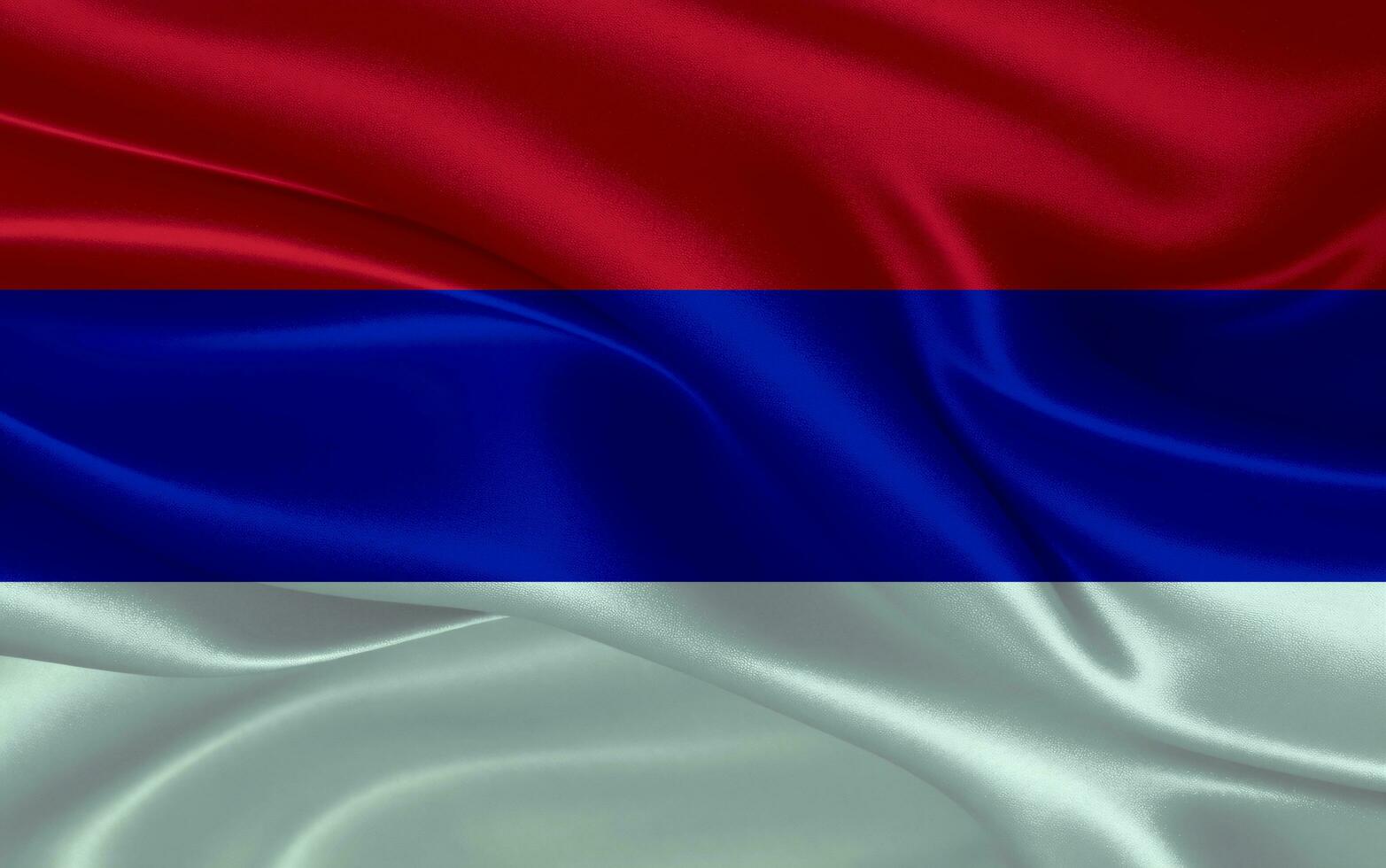 3d waving realistic silk national flag of Republika Srpska. Happy national day Republika Srpska flag background. close up photo