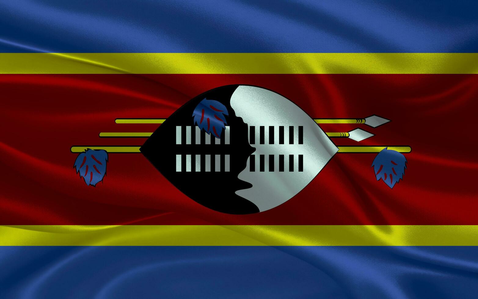 3d waving realistic silk national flag of Swaziland. Happy national day Swaziland flag background. close up photo