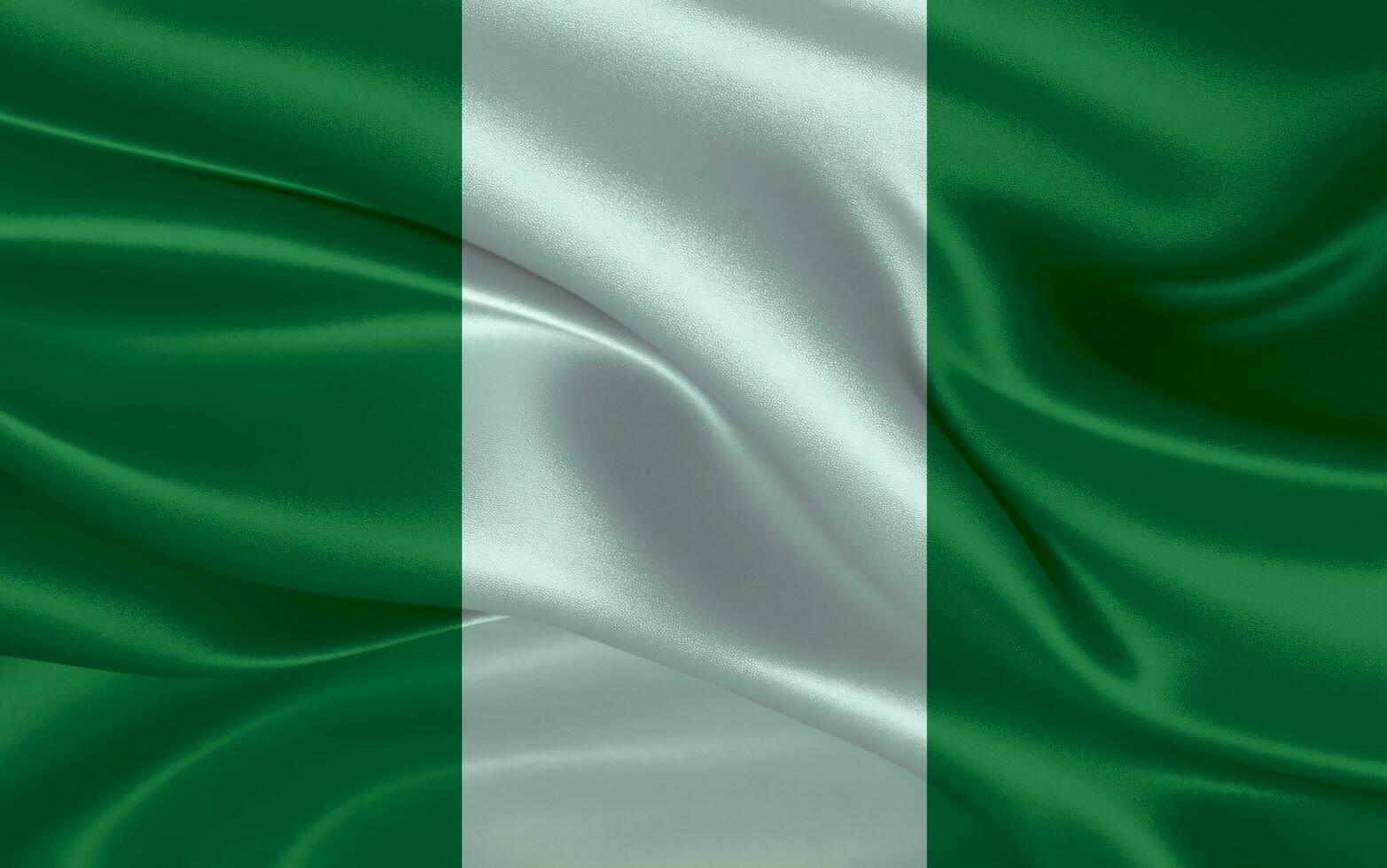 3d waving realistic silk national flag of Nigeria. Happy national day Nigeria flag background. close up photo