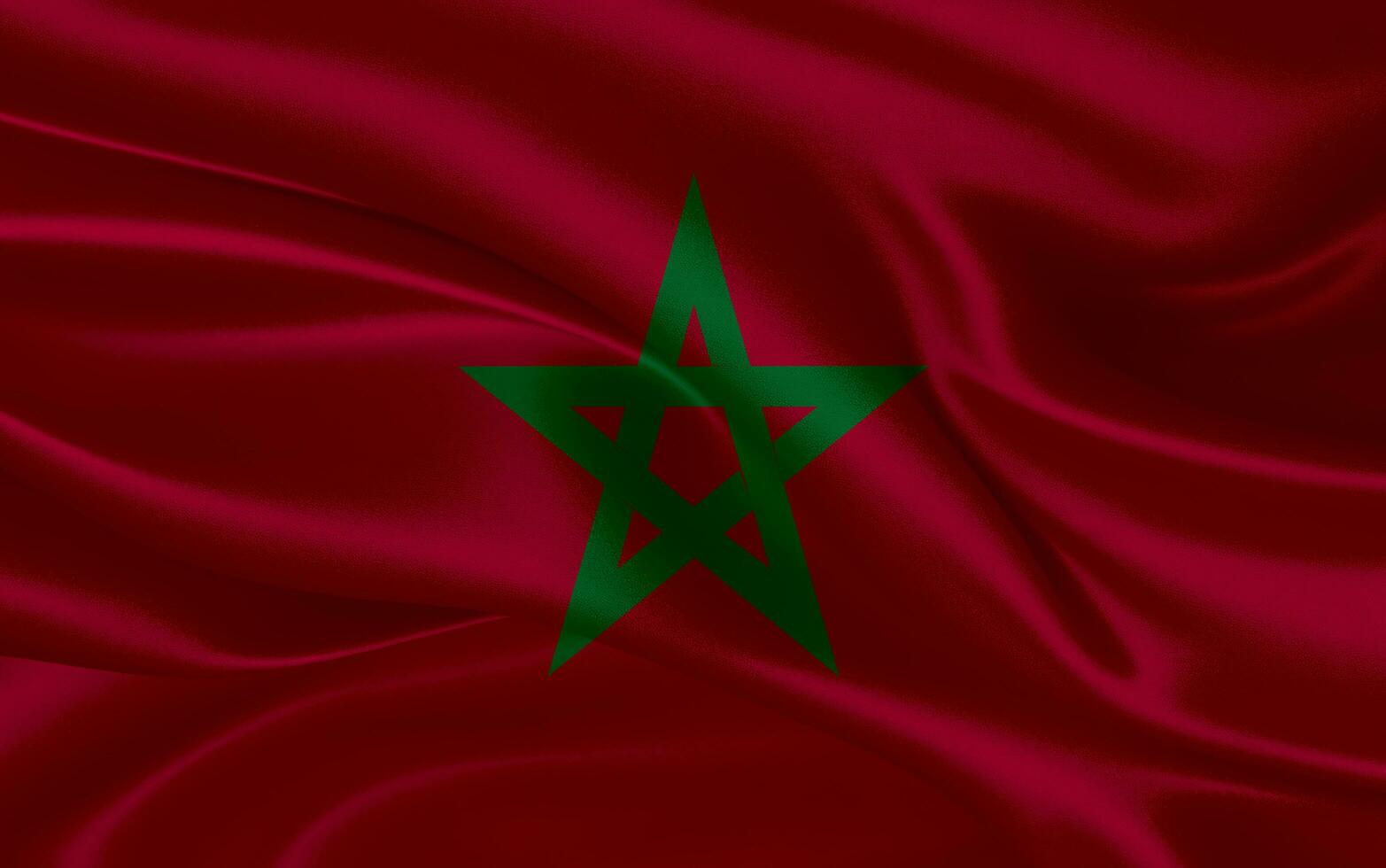 3d waving realistic silk national flag of Morocco. Happy national day Morocco flag background. close up photo