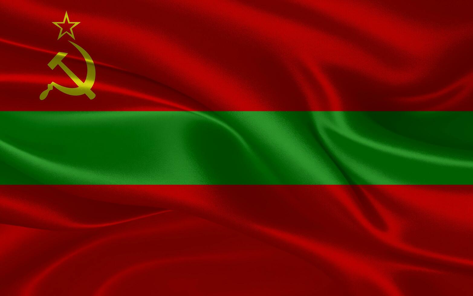 3d waving realistic silk national flag of Transnistria. Happy national day Transnistria flag background. close up photo