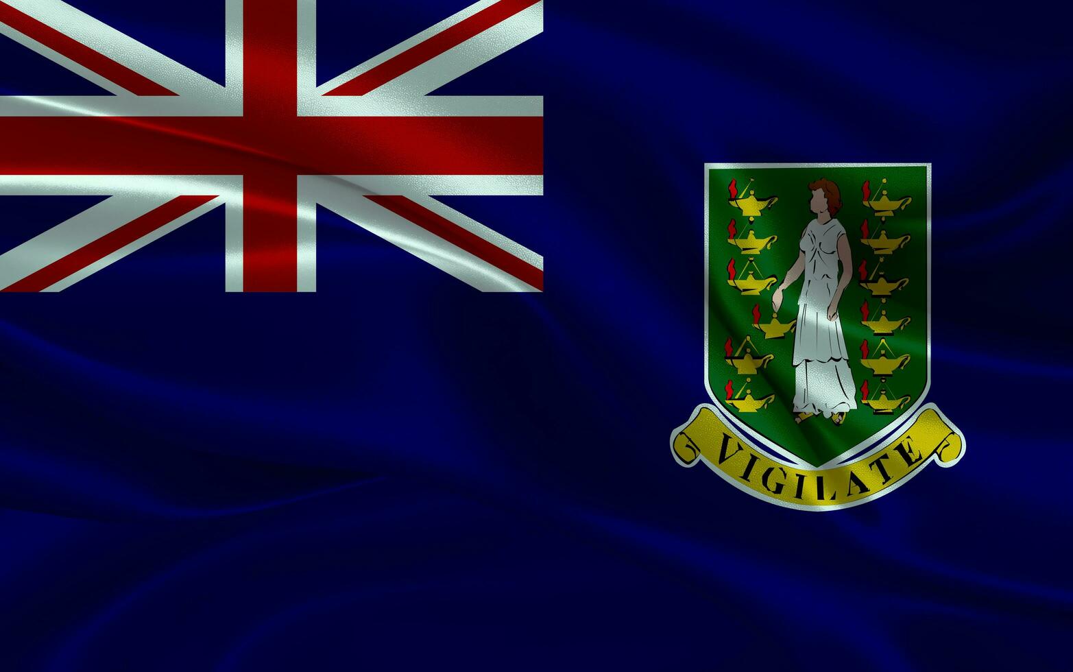 3d waving realistic silk national flag of Virgin Island. Happy national day Virgin Island flag background. close up photo