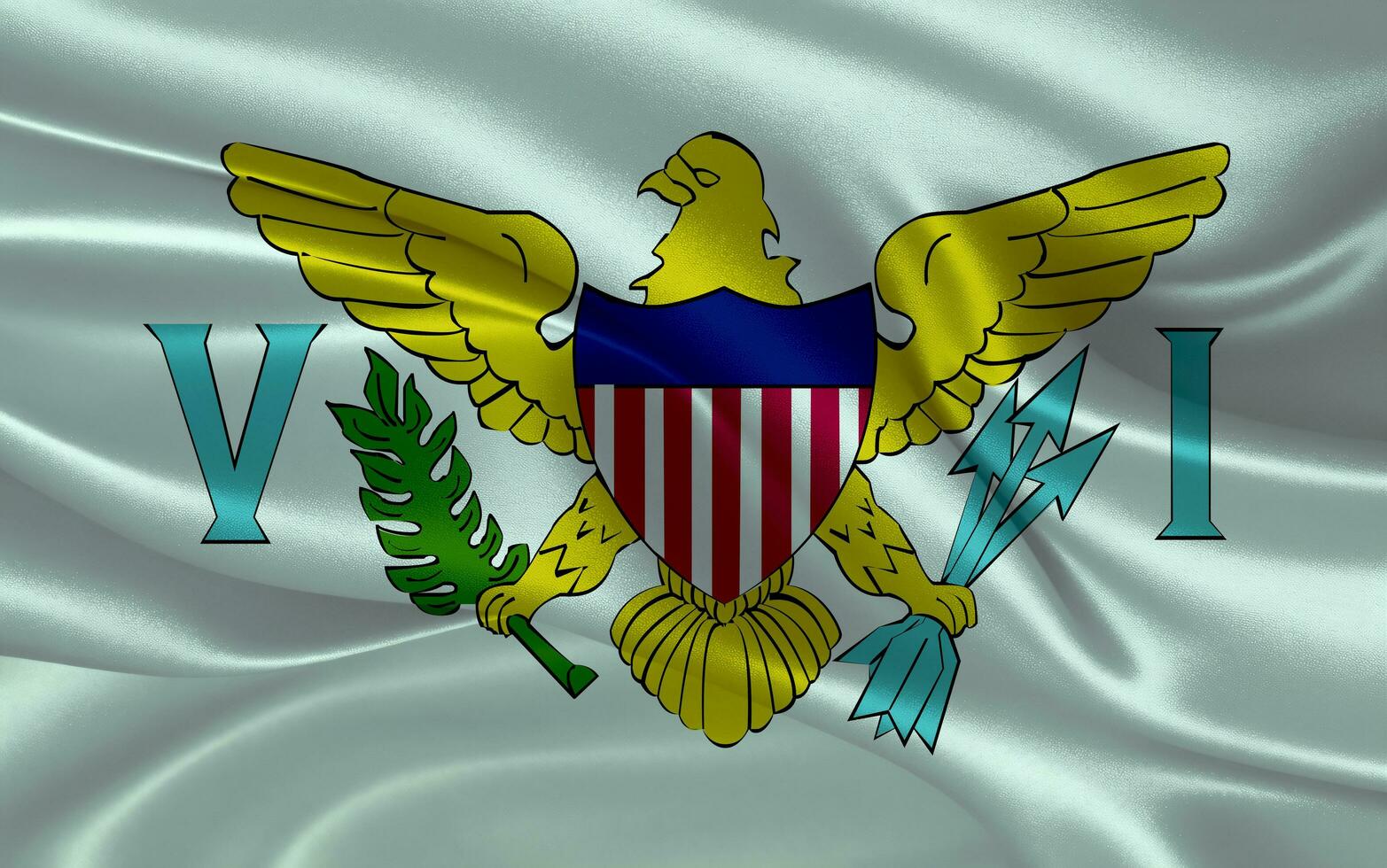 3d waving realistic silk national flag of Virgin Island US. Happy national day Virgin Island US flag background. close up photo