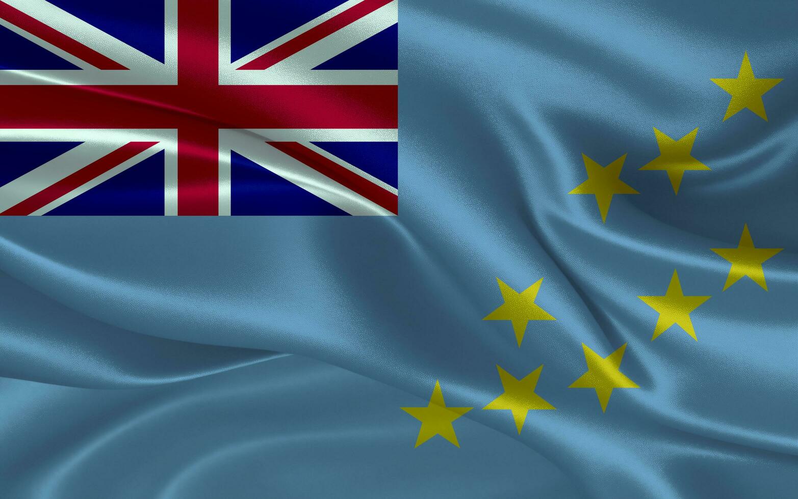 3d waving realistic silk national flag of Tuvalu. Happy national day Tuvalu flag background. close up photo