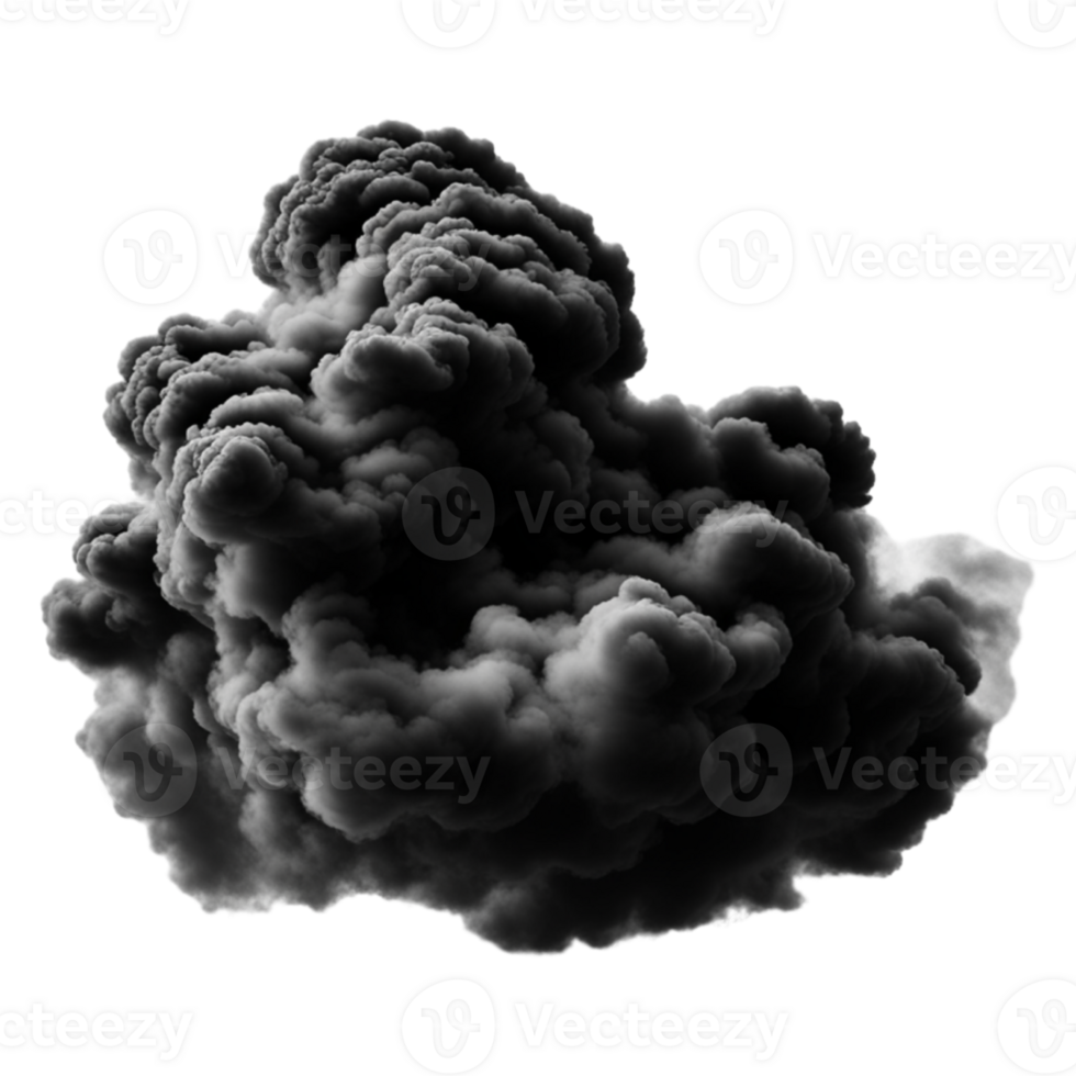 AI generated Black Smoke Cloud Isolated on Transparent Background png