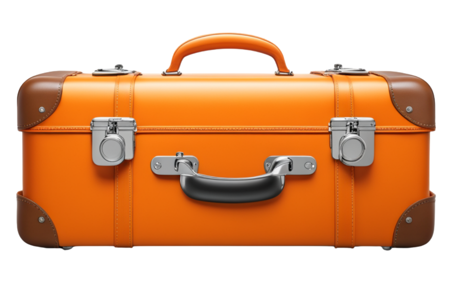AI generated Orange Suitcase Travel Isolated on Transparent Background png