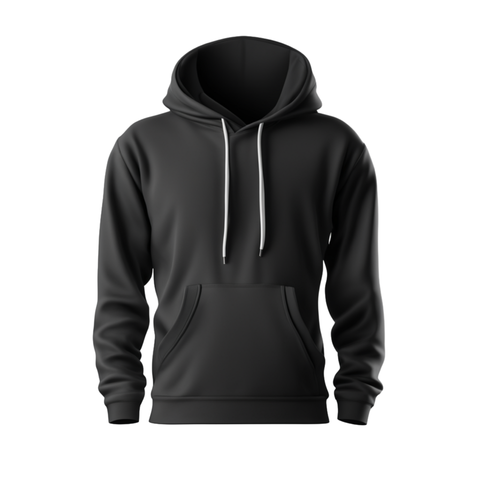 AI generated Black Blank Hoodie Mockup Isolated on Transparent Background png