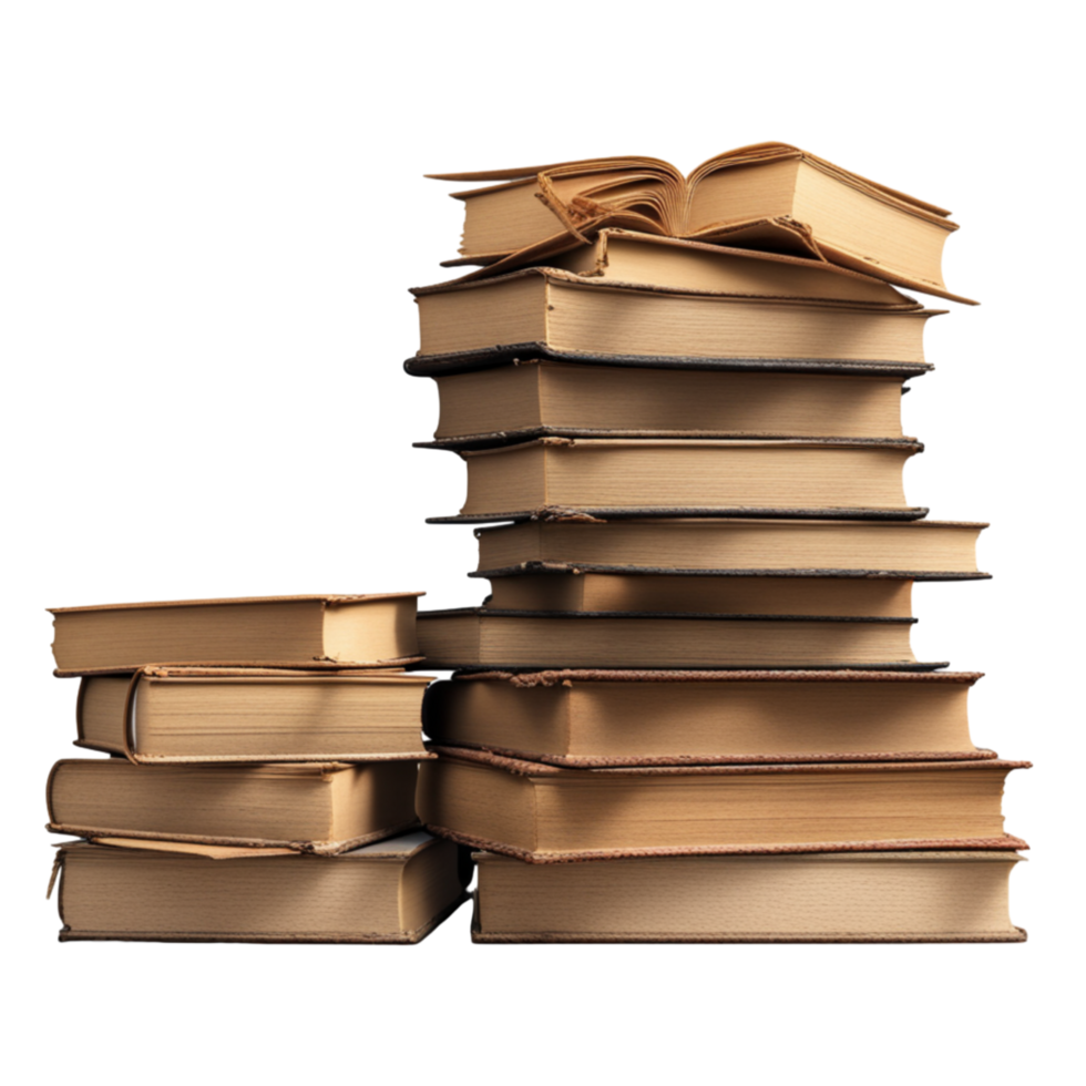 AI generated Old Book Stack Isolated on Transparent Background png