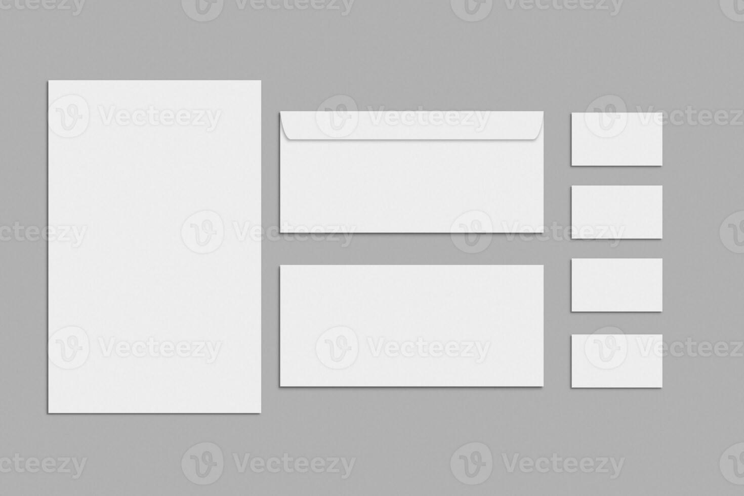 Blank stationery and corporate identity set on grey background. Branding Mock-Up. photo