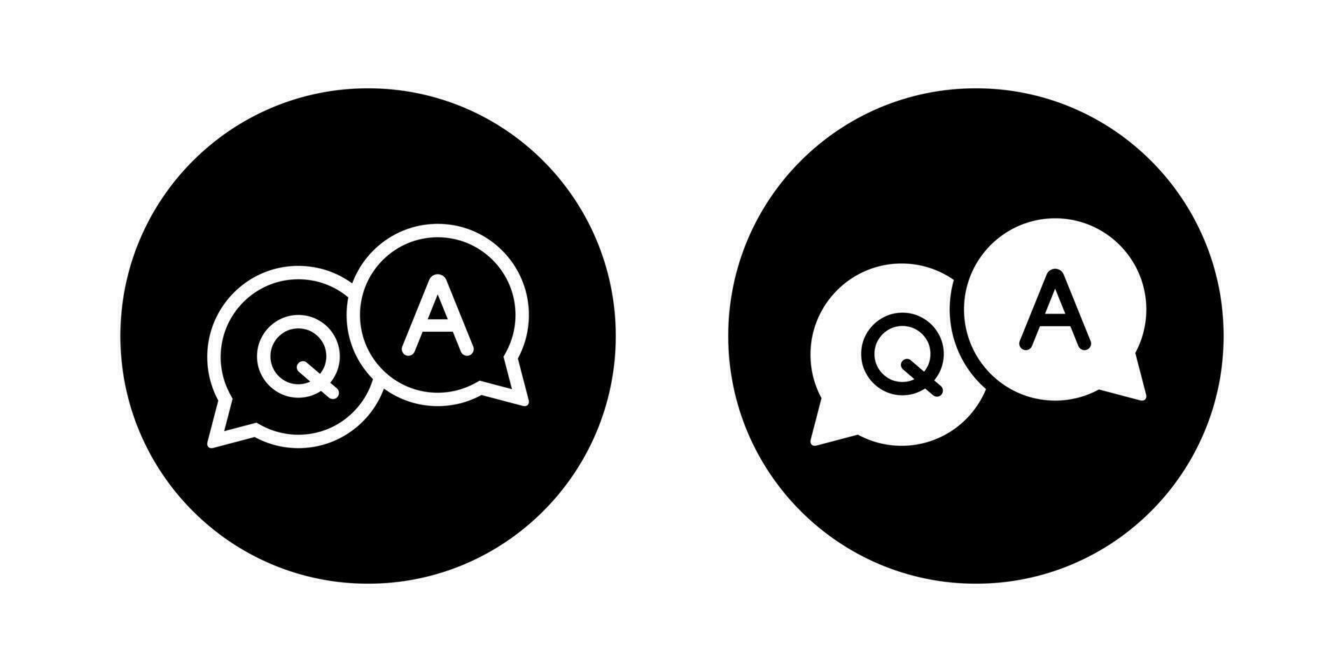 FAQ, questions and answers icon vector in black circle