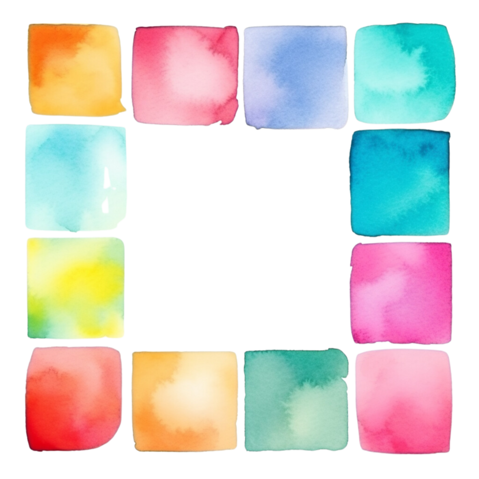 AI generated Watercolor square banner clip art png