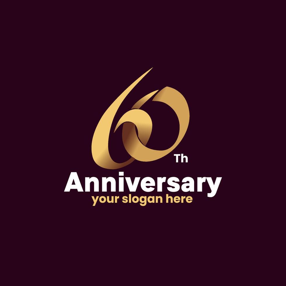 60 aniversario logotipo diseño, sesenta años celebrar aniversario logo plata y dorado, Clásico y retro guión número letras, elegante clásico logo para felicidades celebracion evento vector