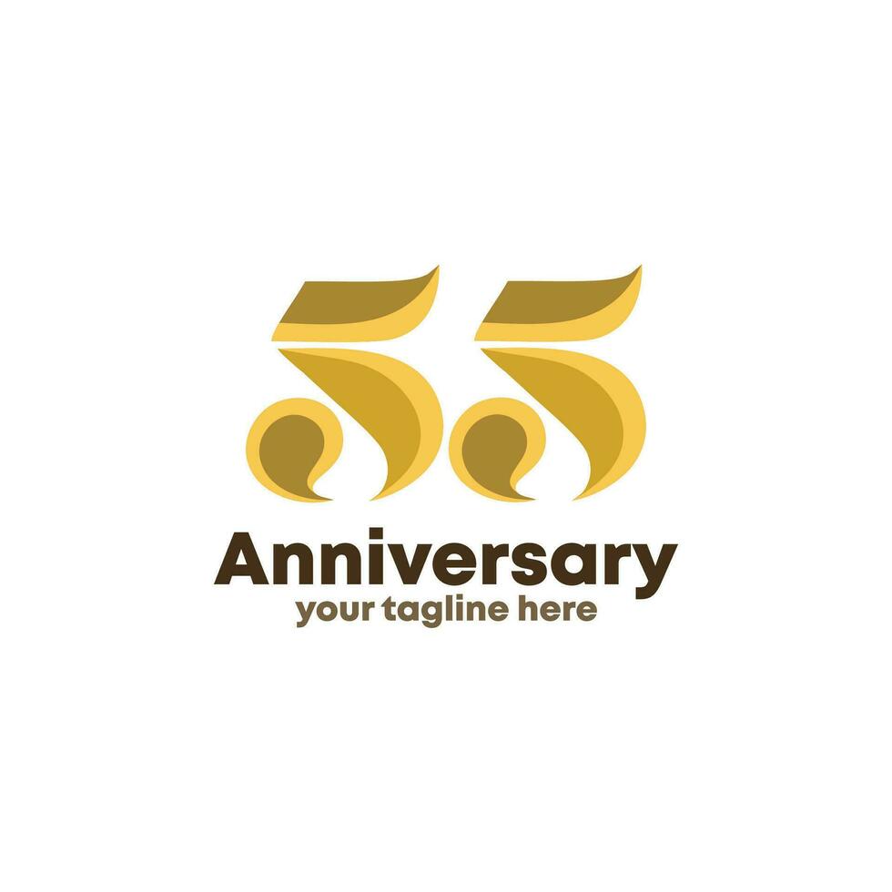 55 años aniversario vector número icono, cumpleaños logo etiqueta, negro, blanco y colores con raya número
