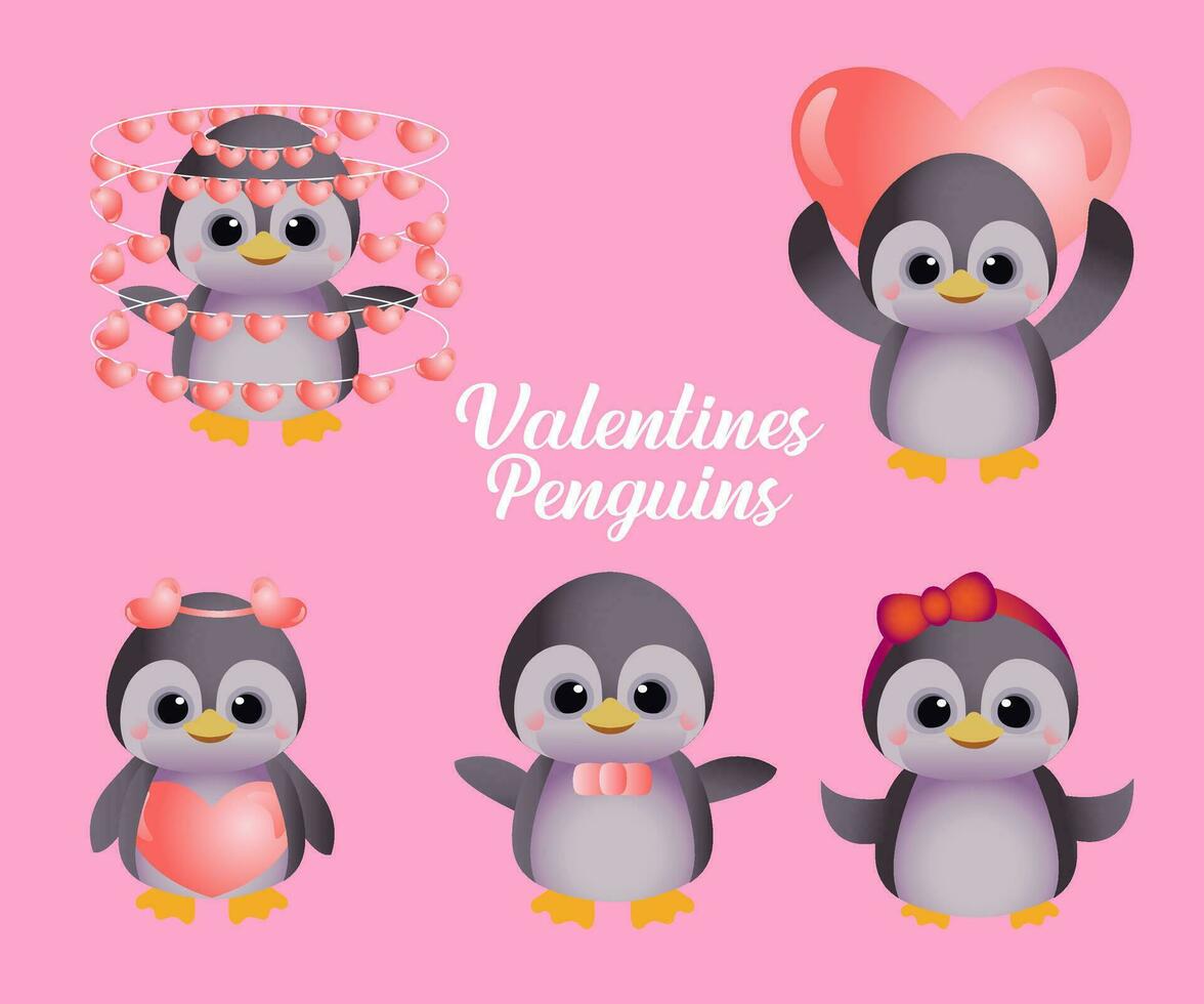 san valentin pingüinos clipart vector