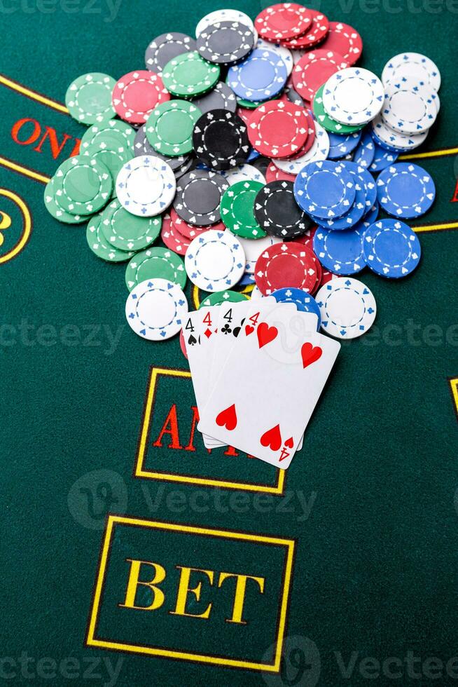 Poker chips on a table at the casino photo