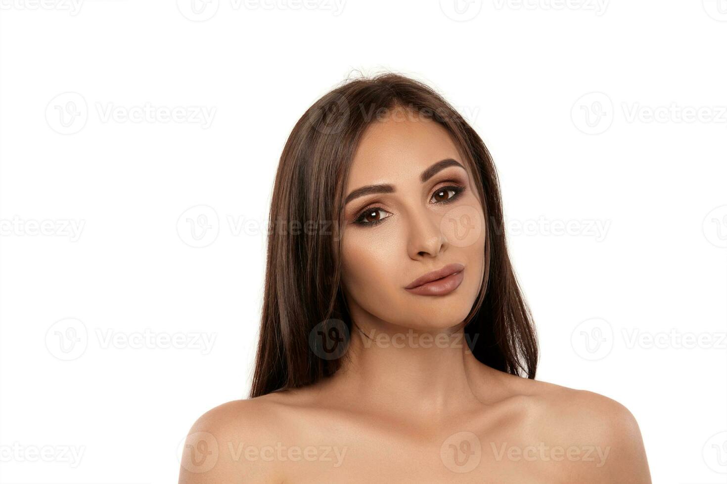 professional girl photographer nude snap Close up portrait of a brunette nude model girl with professional evening  make-up and plump lips, posing isolated on white background. 34927287 Stock  Photo at Vecteezy