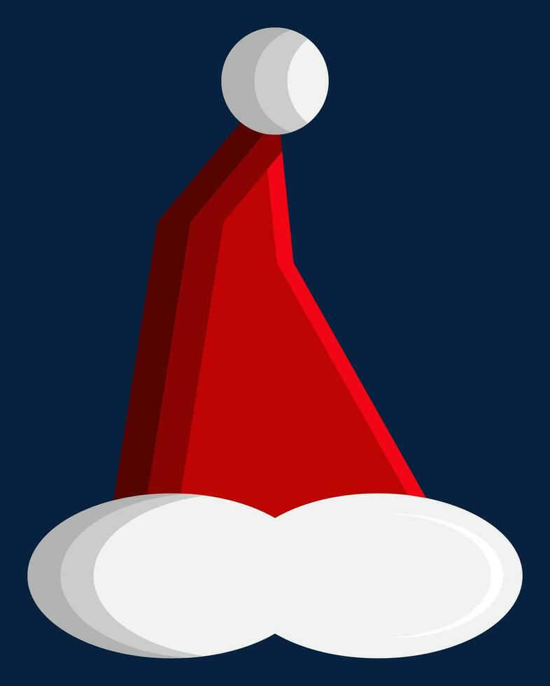 santa or christmas hat icon. simple 3d vector for Christmas holiday ornament designs such as greeting cards, banners, flyers, social media.