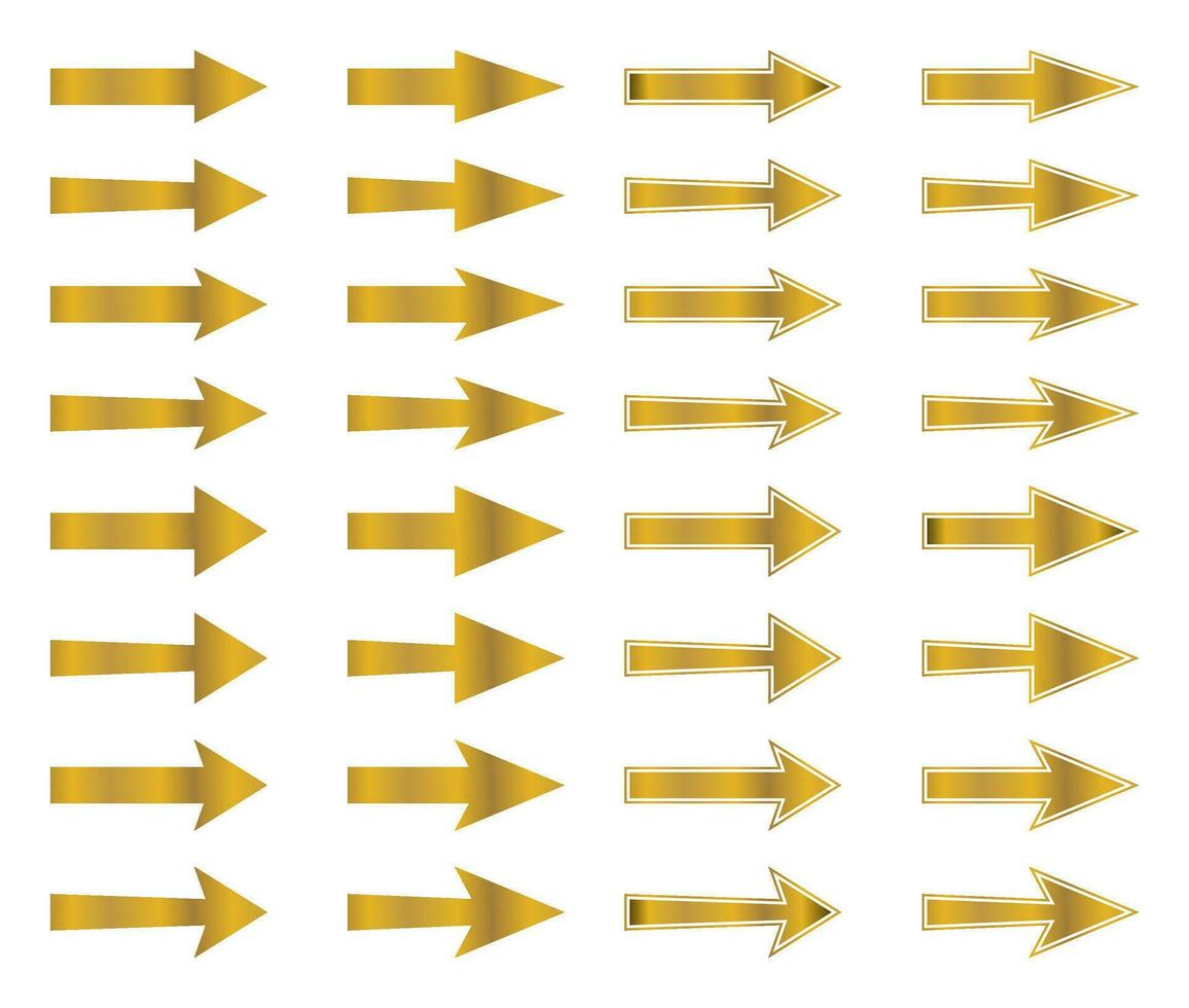 gold arrow icon set, arrow vector collection. simple and modern shape arrow.