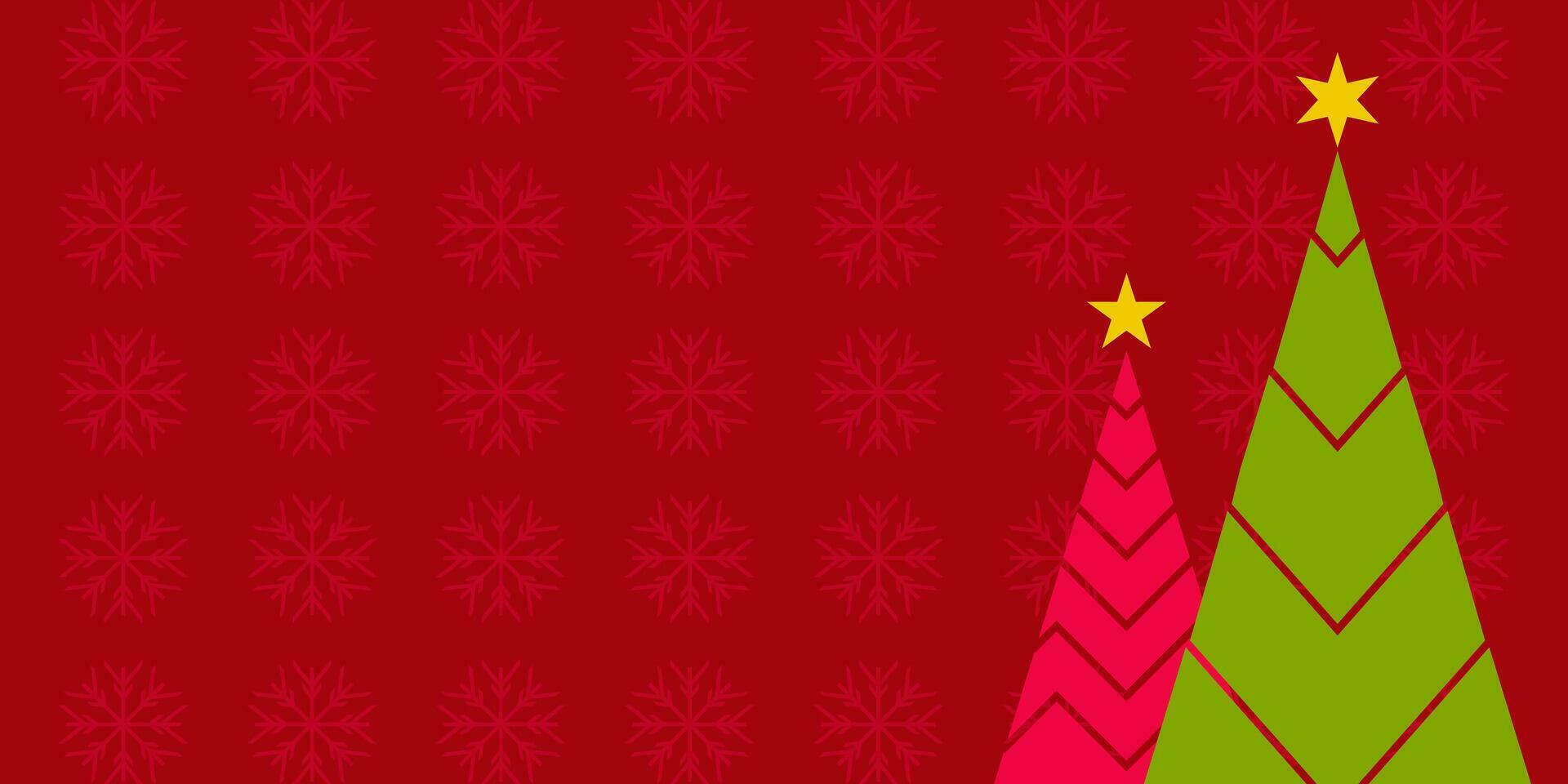 red christmas background, with simple christmas tree decorations. design free copy space area. vector for banner, poster, greeting card, social media.