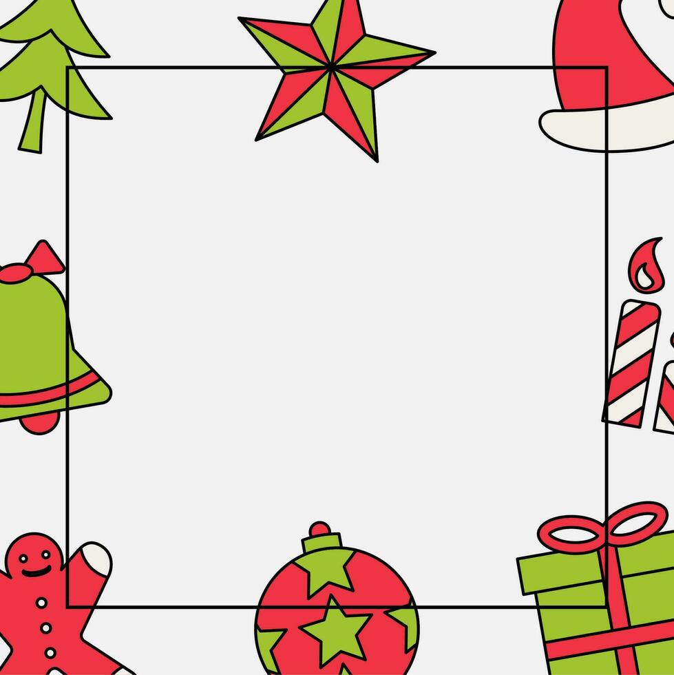 Navidad saludo tarjeta con varios elementos icono gratis Copiar espacio área. diseño modelo para social medios de comunicación, volantes, bandera, web, póster. vector