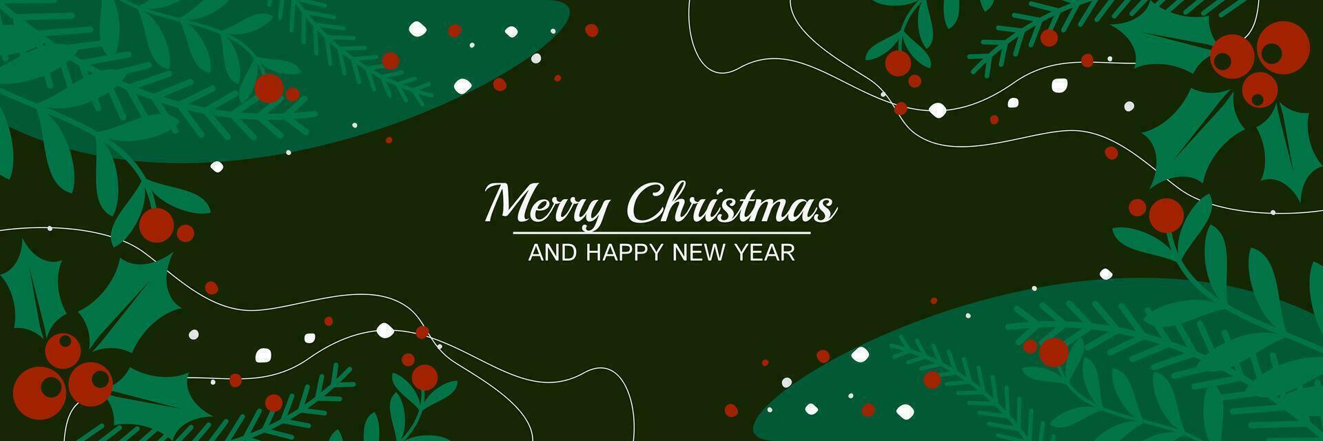 christmas sale promotion banner, nature concept with pine leaves, holly, cherry ornaments. vector design for banner, poster, social media promotion, web, flyer, greeting card.