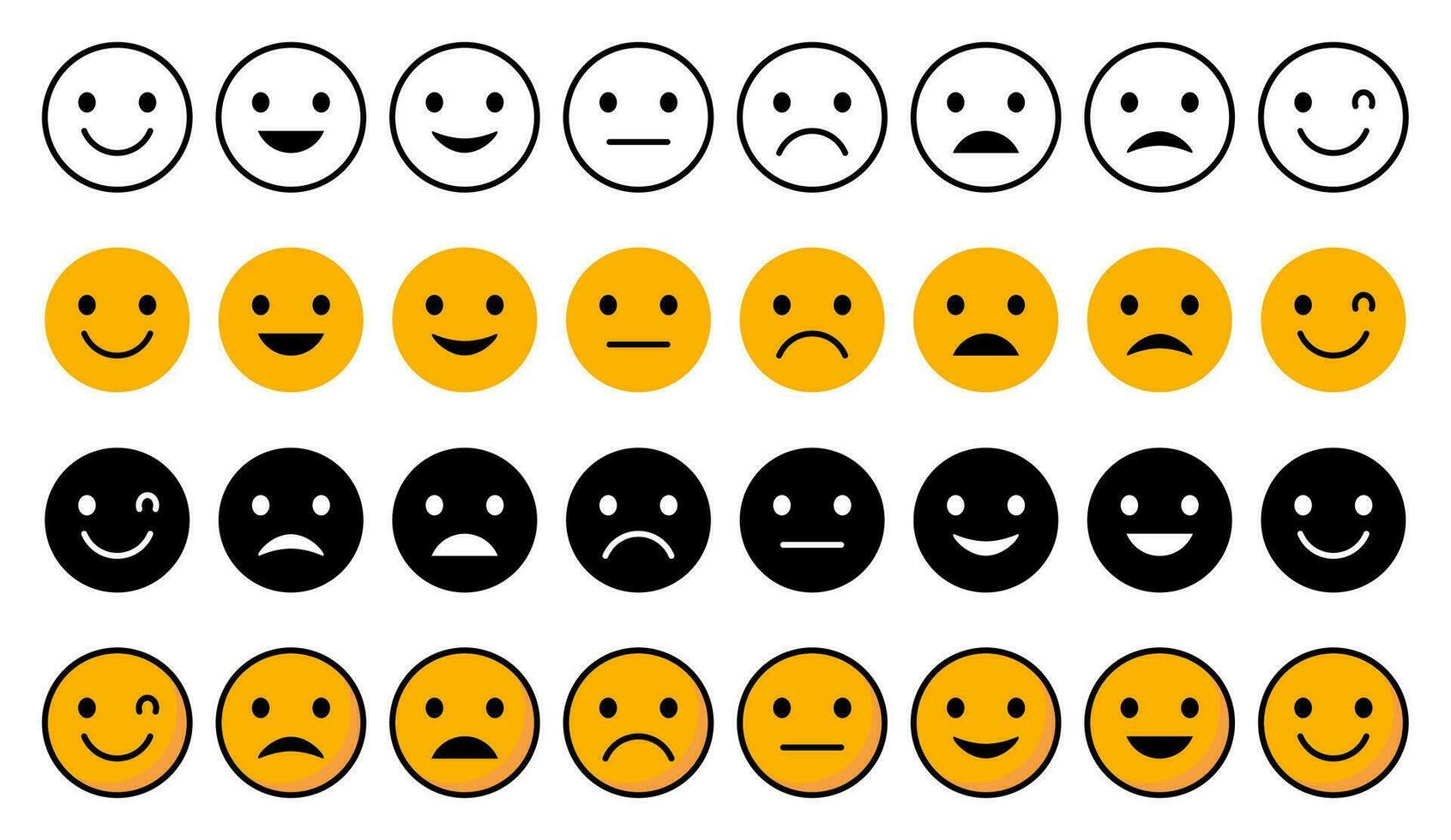 colección de contento y triste cara emoji iconos moderno vector aislado en blanco antecedentes. diseños lata ser sustituido
