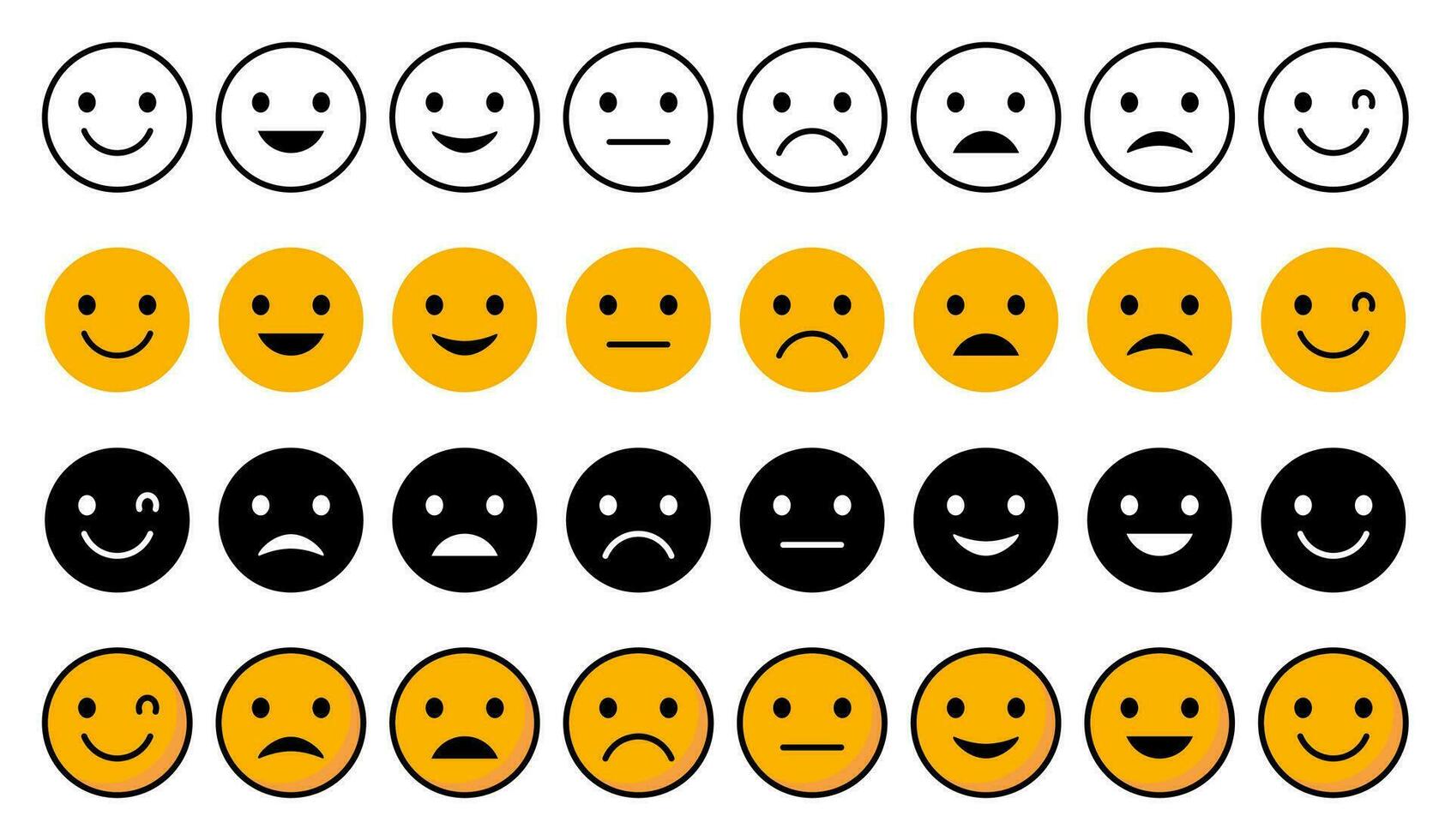 collection of happy and sad face emoji icons. modern vector isolated on white background. designs can be replaced