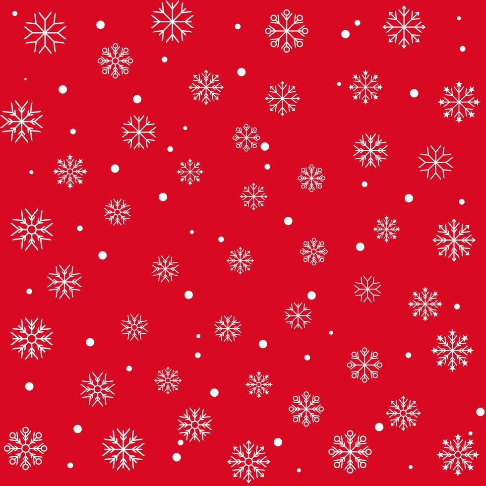 red christmas background with snow icons. vector for greeting card template, poster, banner, social media.
