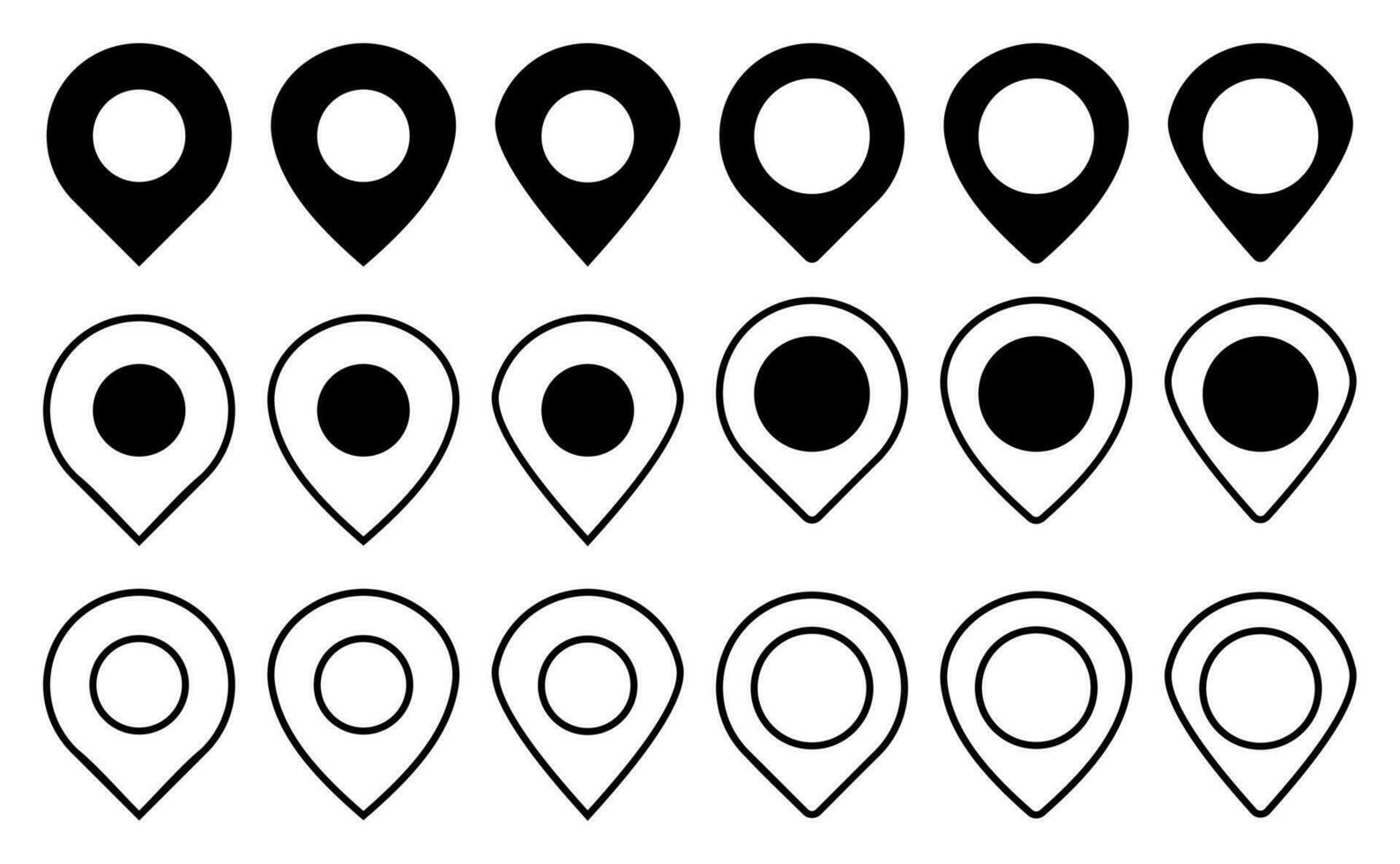 collection of map markers, location pins, map pin icons. flat style vector isolated on white background
