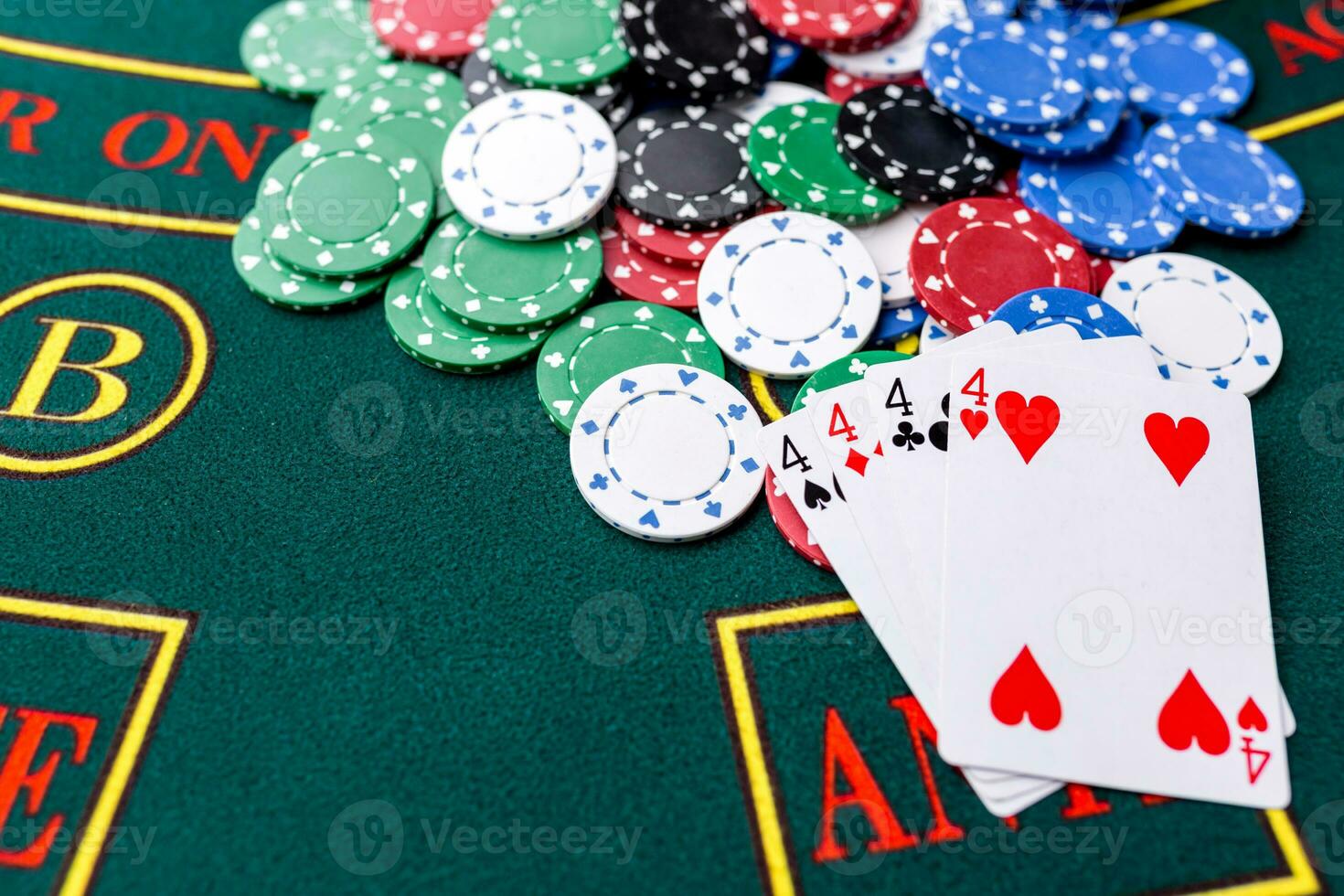 Poker chips on a table at the casino photo